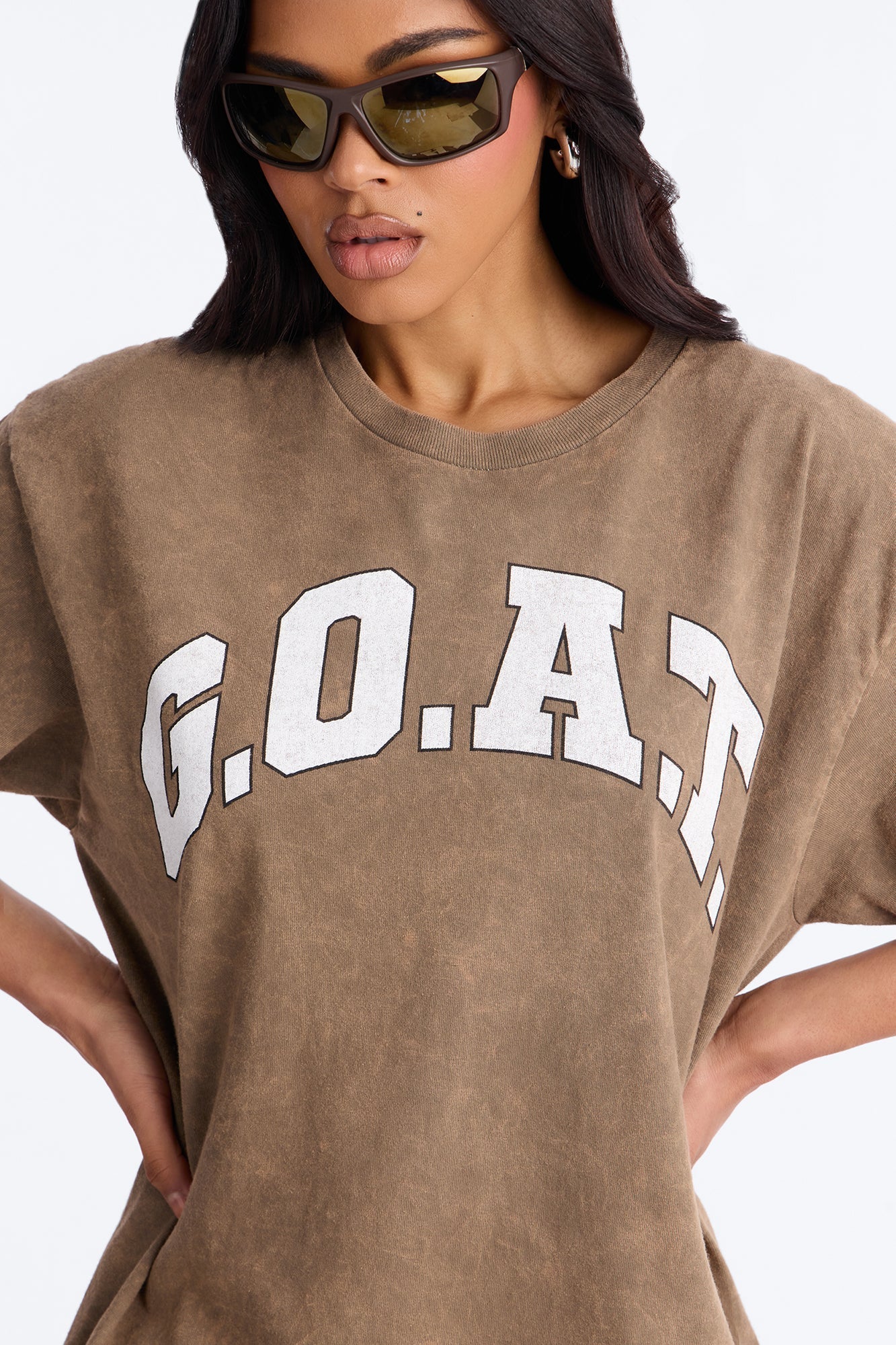 GOAT Washed Tee - Brown NEWFASHIONEDGE