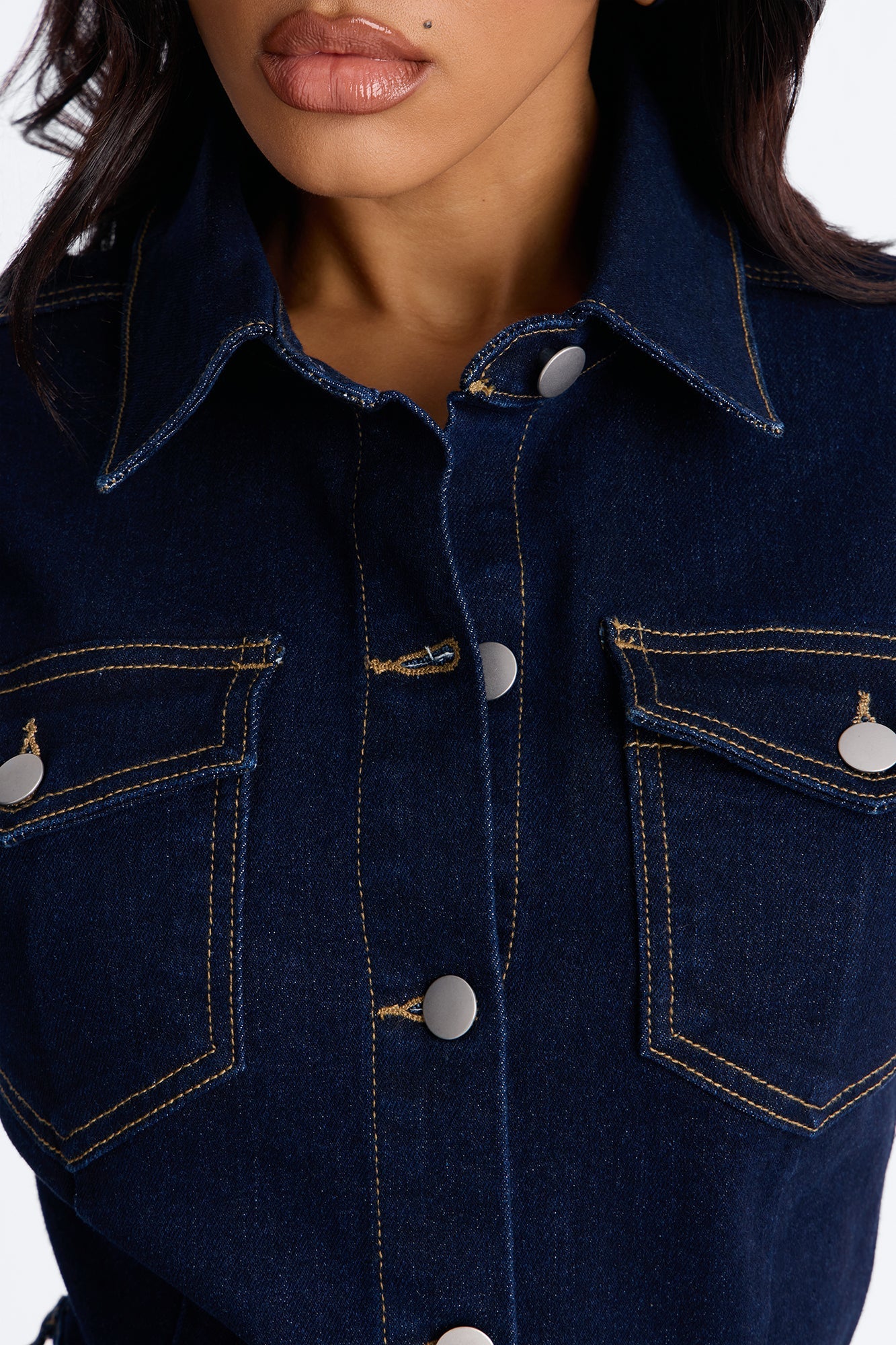 Know You Better Denim Romper - Dark Denim Fashion Nova