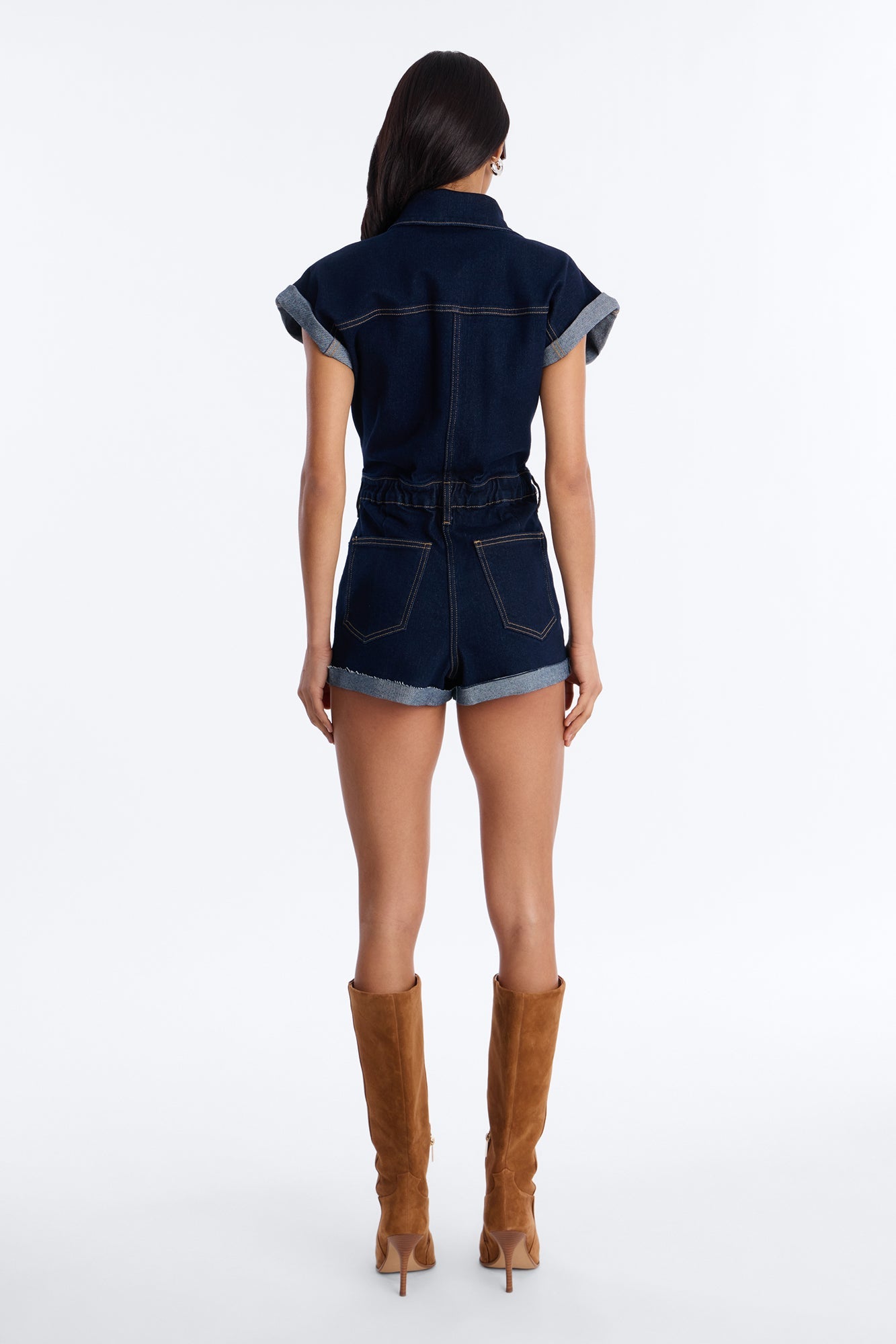 Know You Better Denim Romper - Dark Denim Fashion Nova