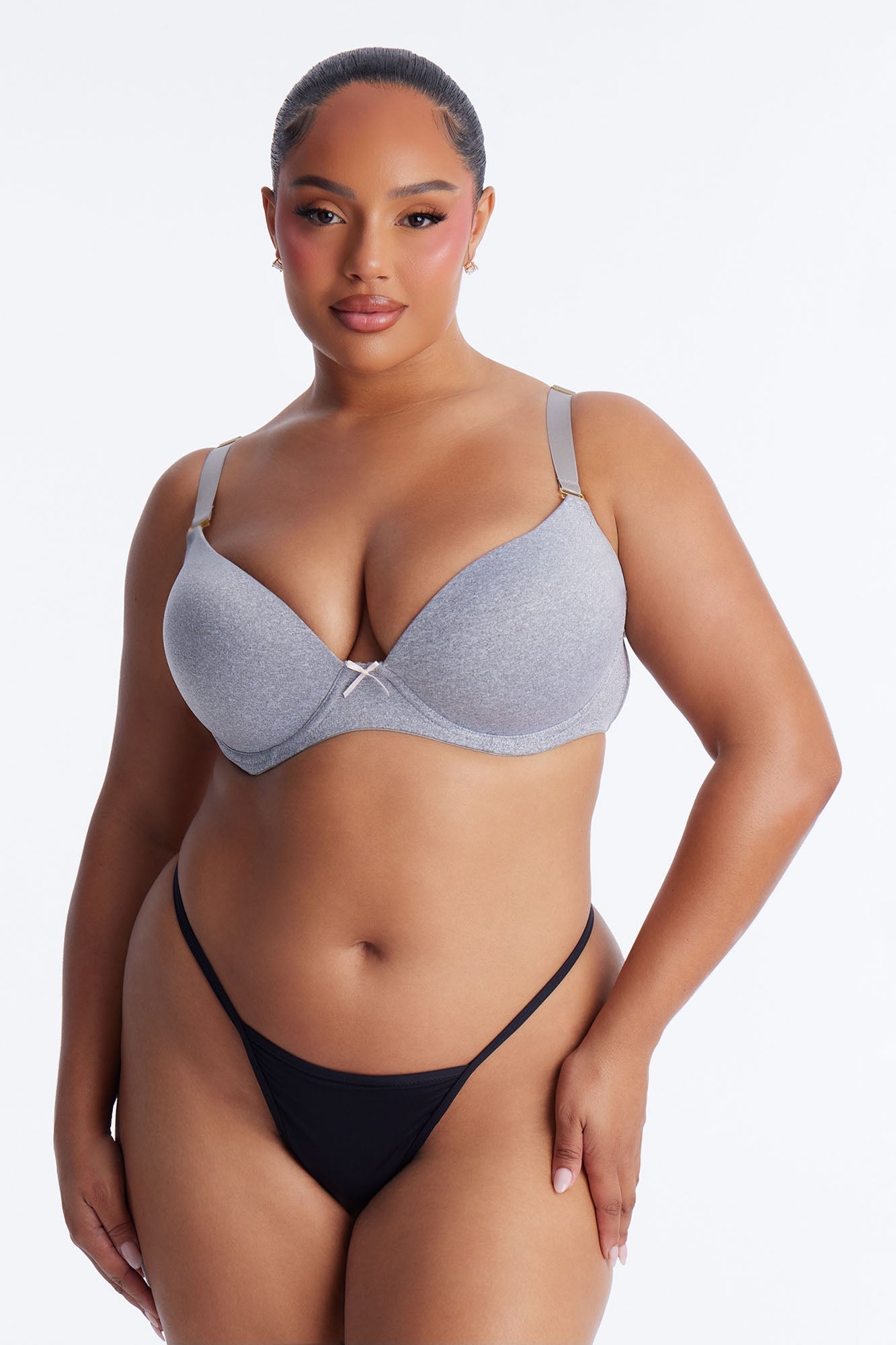 I Got You Push Up Tshirt Bra - Heather Grey NEWFASHIONEDGE