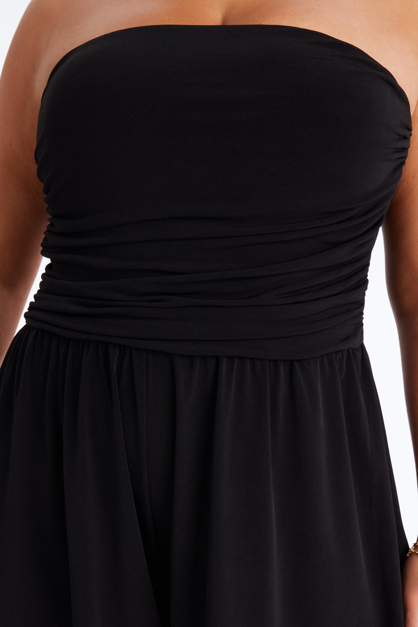 Krisha Strapless Flowy Romper - Black Fashion Nova