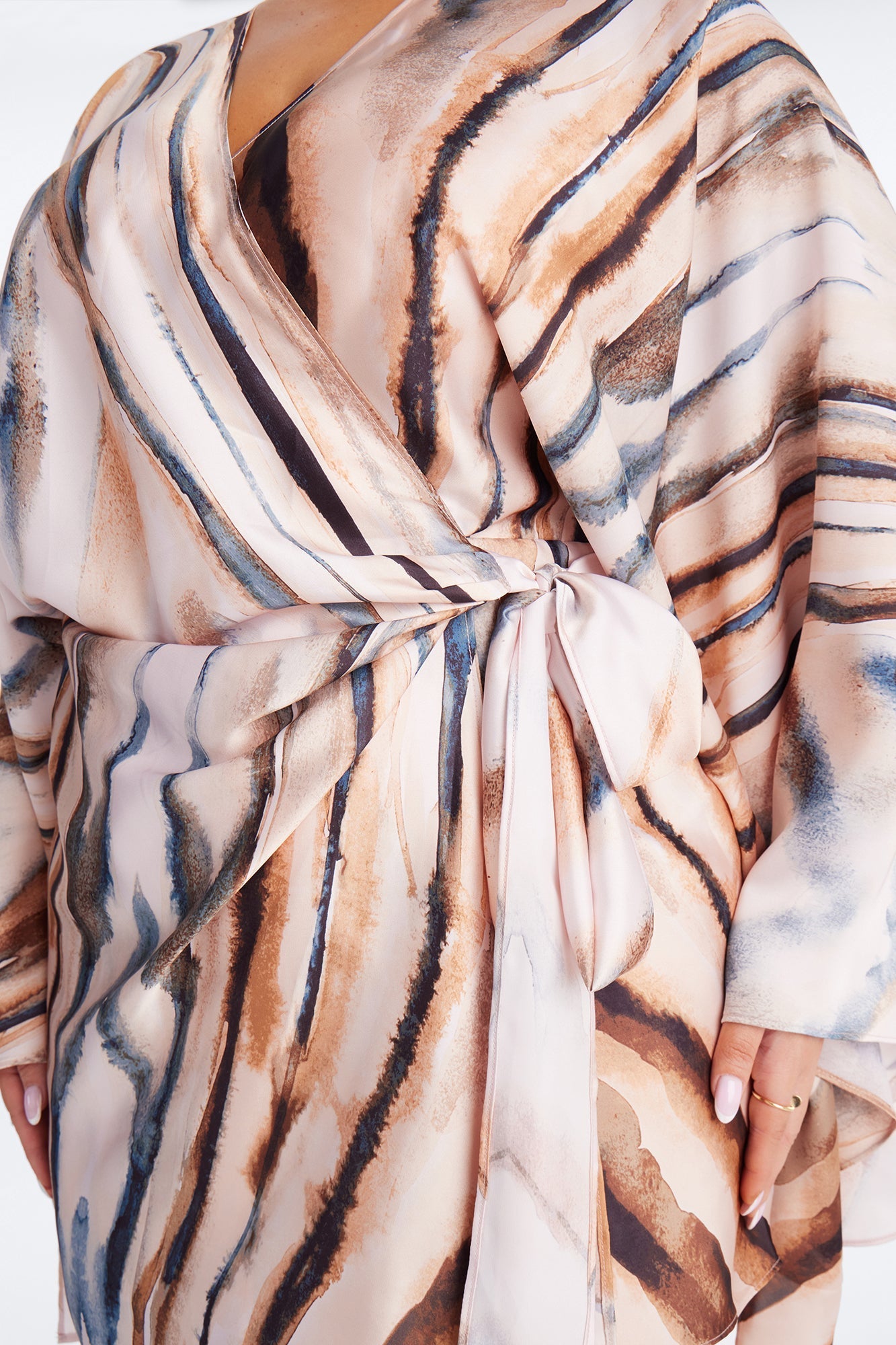 Samira Wrap Satin Mini Dress - Mauve/combo NEWFASHIONEDGE