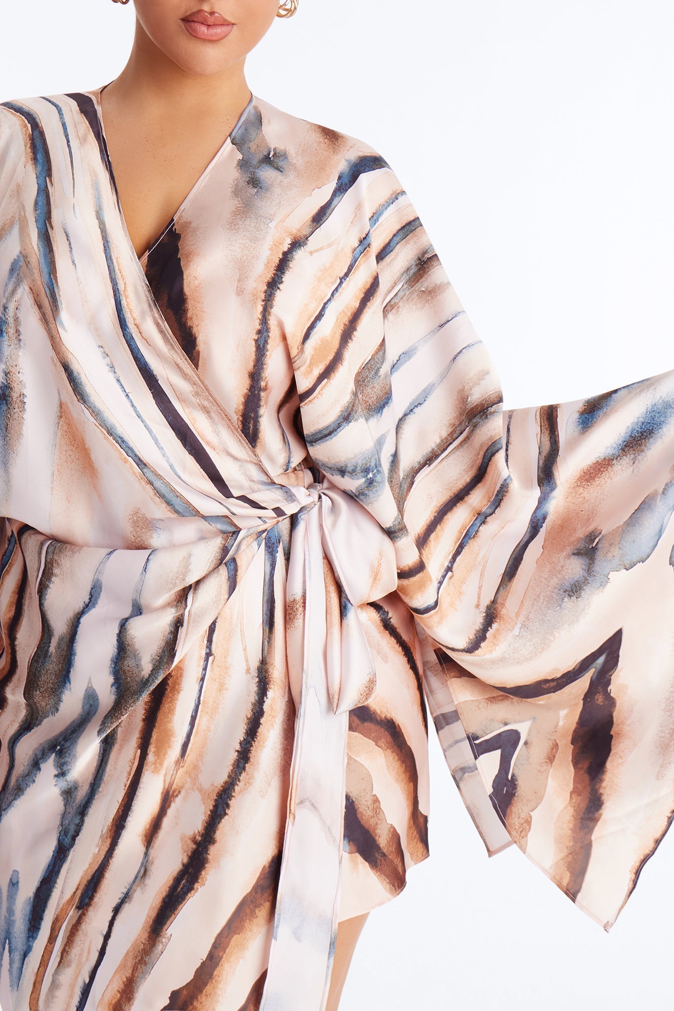 Samira Wrap Satin Mini Dress - Mauve/combo NEWFASHIONEDGE