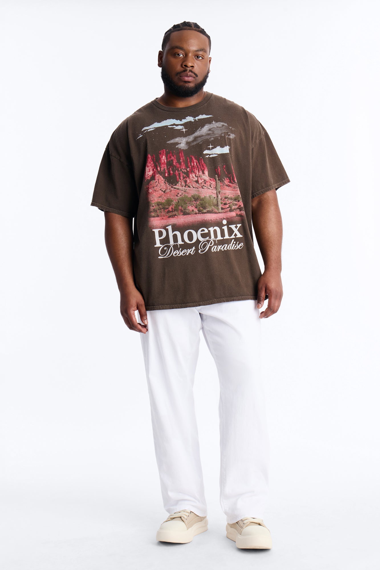 Phoenix Desert Paradise Oversized Short Sleeve Tee - Chocolate