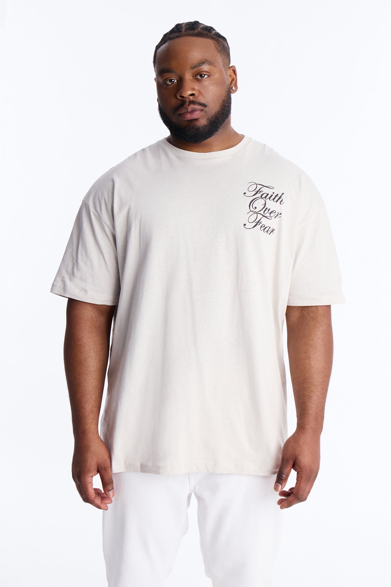 Eternal Faith Over Fear Short Sleeve Tee - Grey