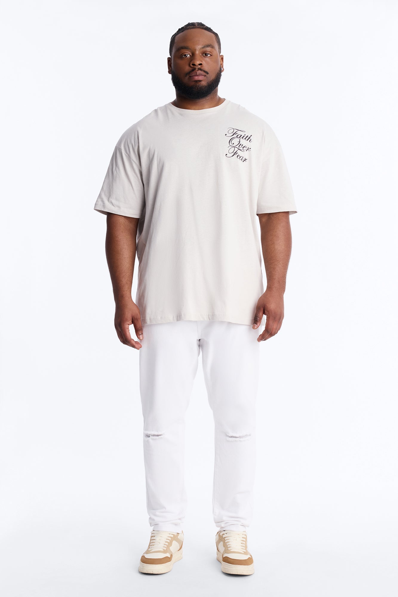 Eternal Faith Over Fear Short Sleeve Tee - Grey