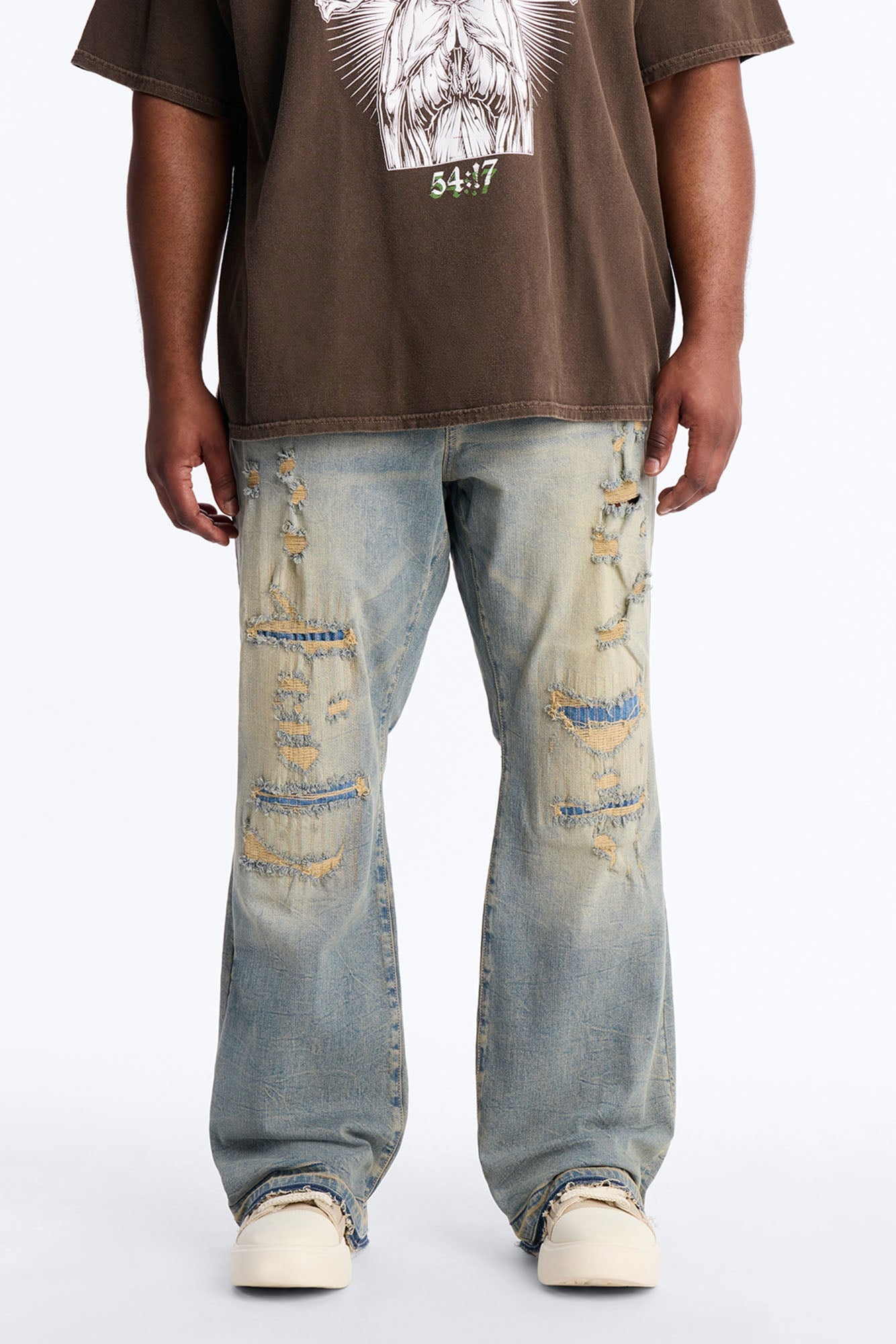 Undercover Slim Stacked Flare Jeans - Vintage Blue Wash