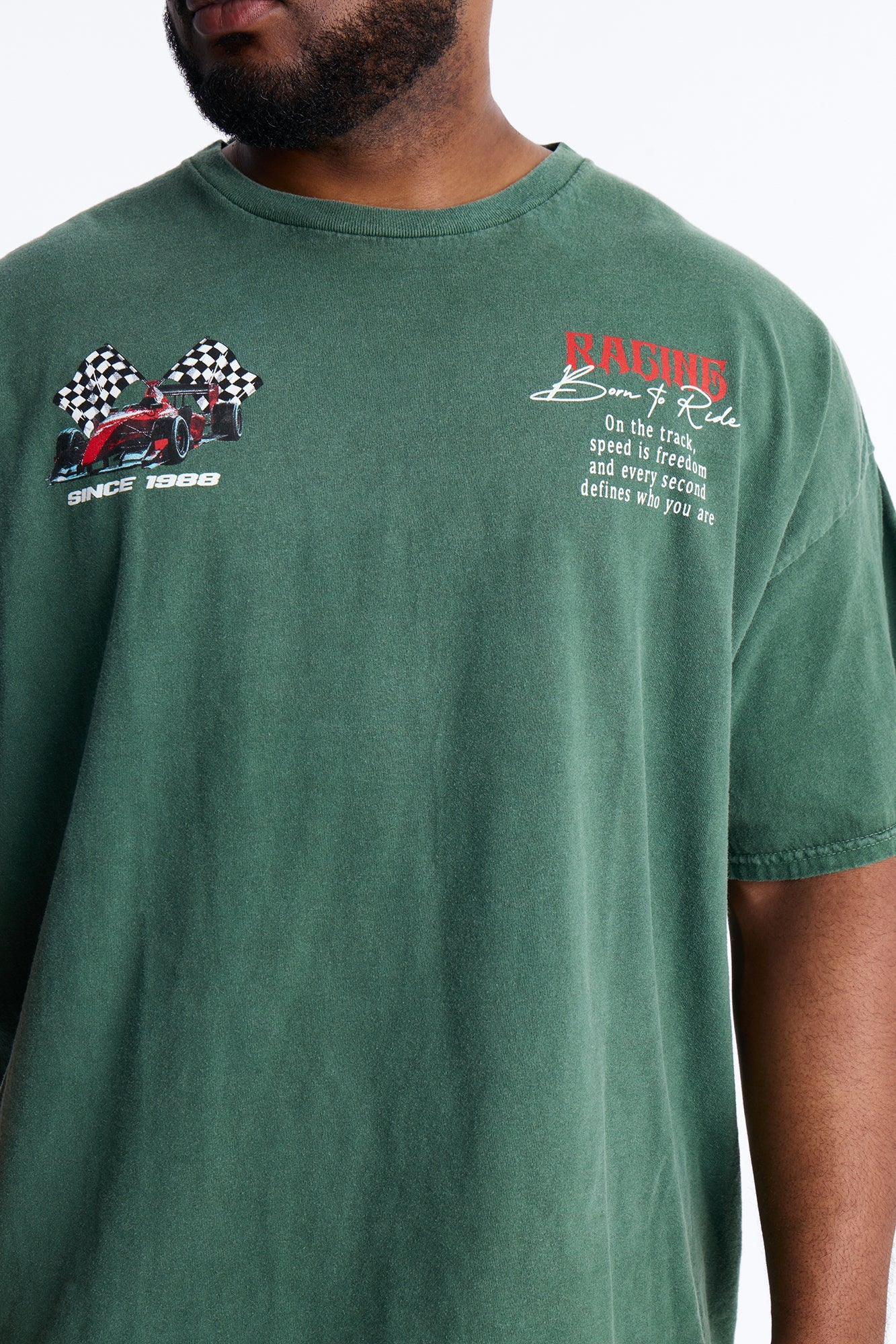 Racing Time Oversized Short Sleeve Tee - Hunter Green