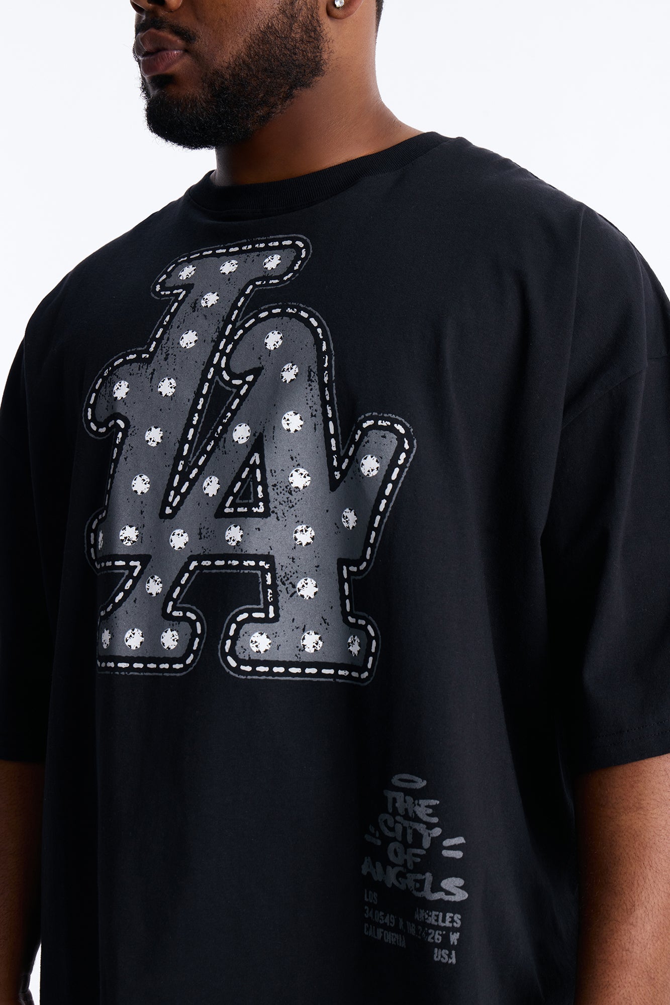 LA Hustle District Boxy Short Sleeve Tee - Black