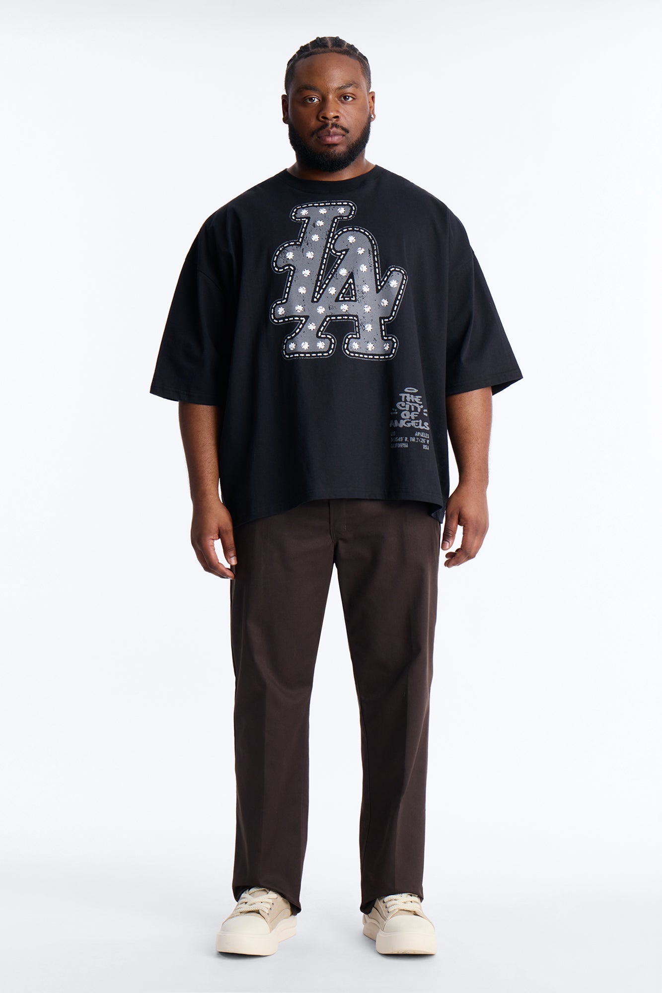 LA Hustle District Boxy Short Sleeve Tee - Black