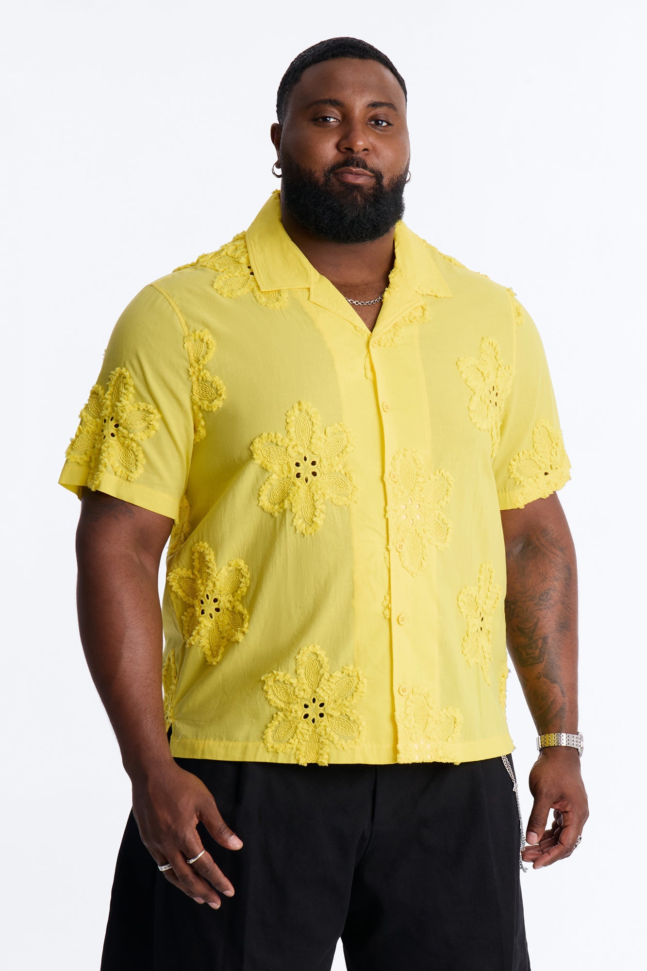 Dusty Bloom Cuban Collar Shirt - Mustard