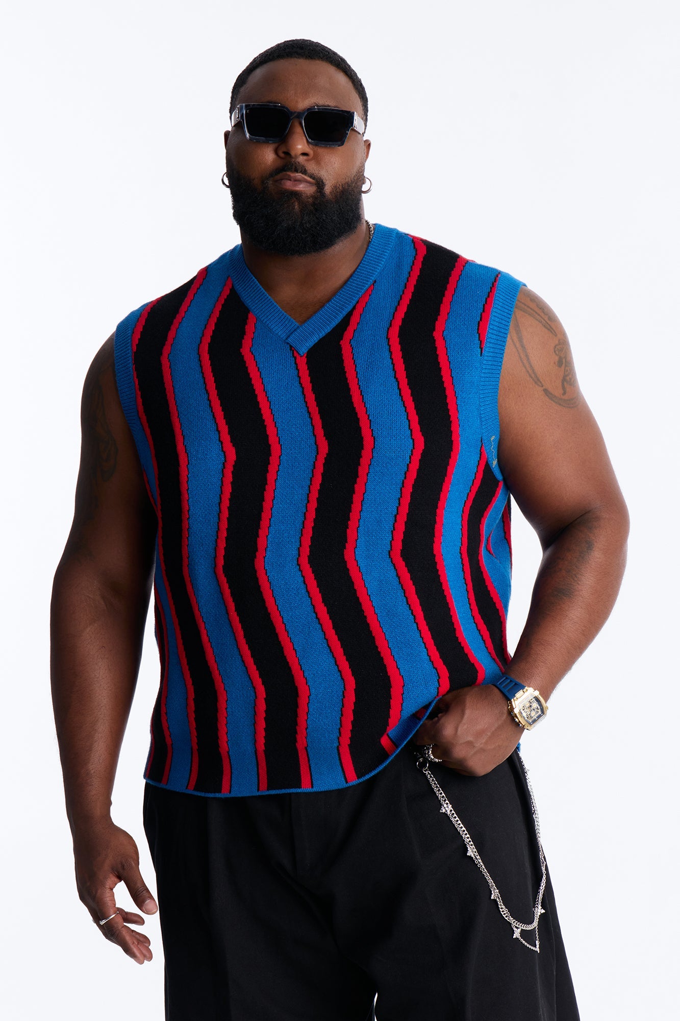 After Midnight Flame Sweater Vest - Blue