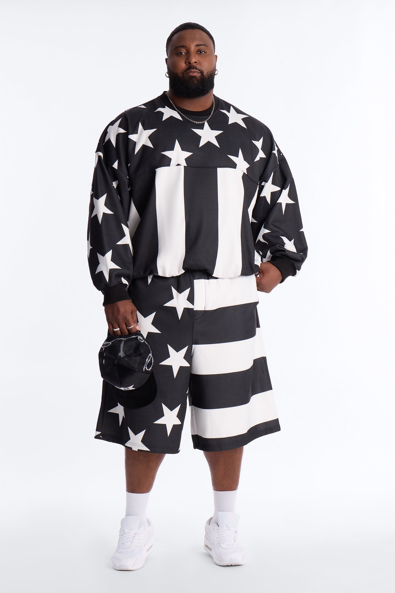 Stars And Stripes Baggy Short - Black/White
