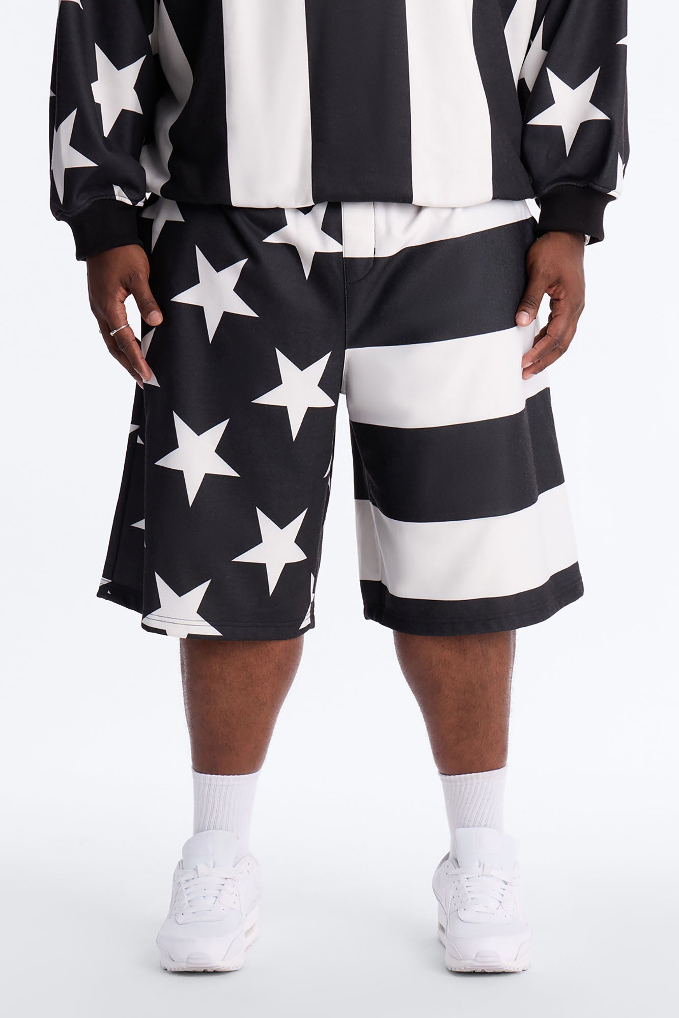 Stars And Stripes Baggy Short - Black/White
