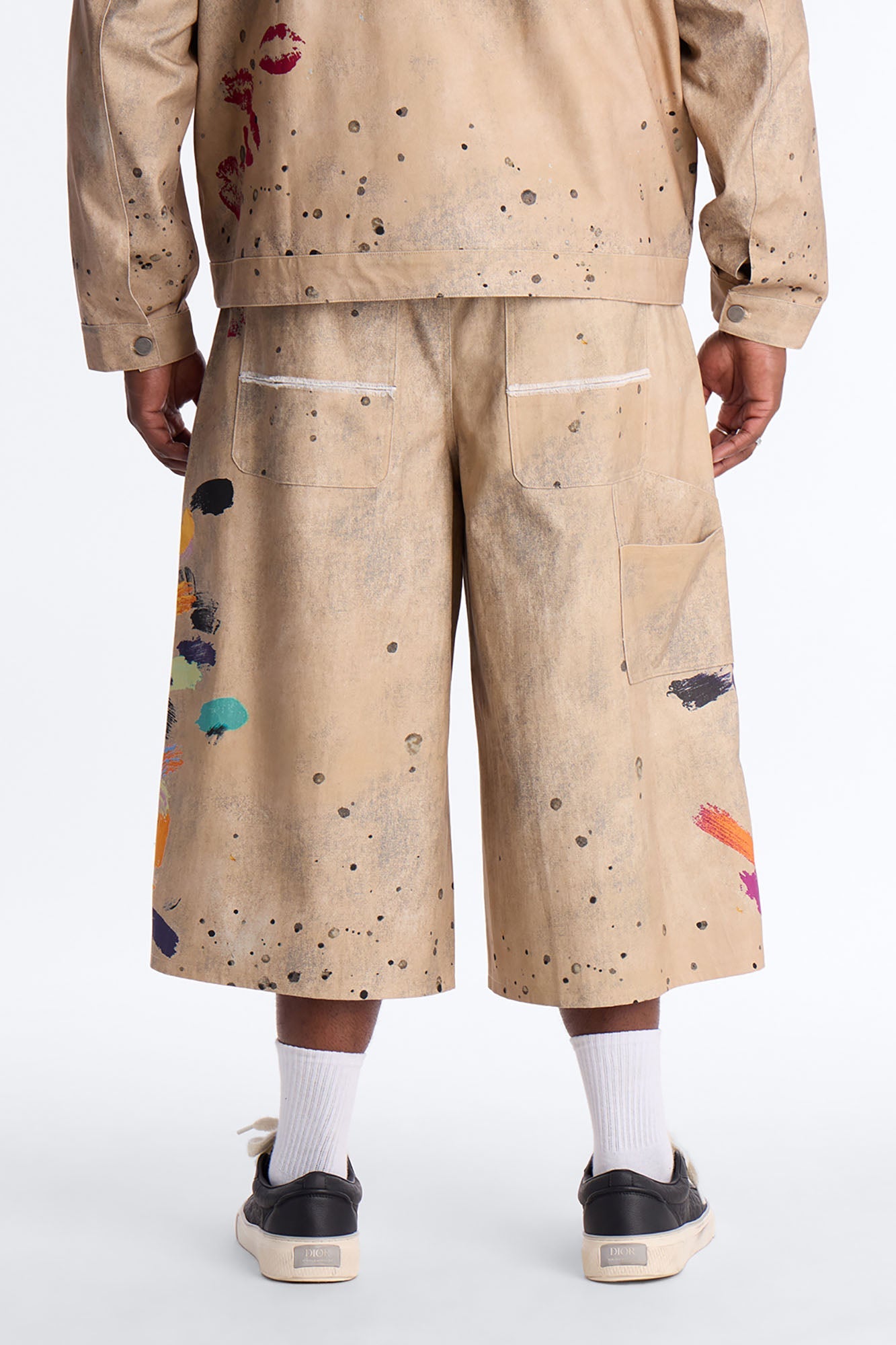 Super Baggy Culture Society Paint Splatter Short - Khaki