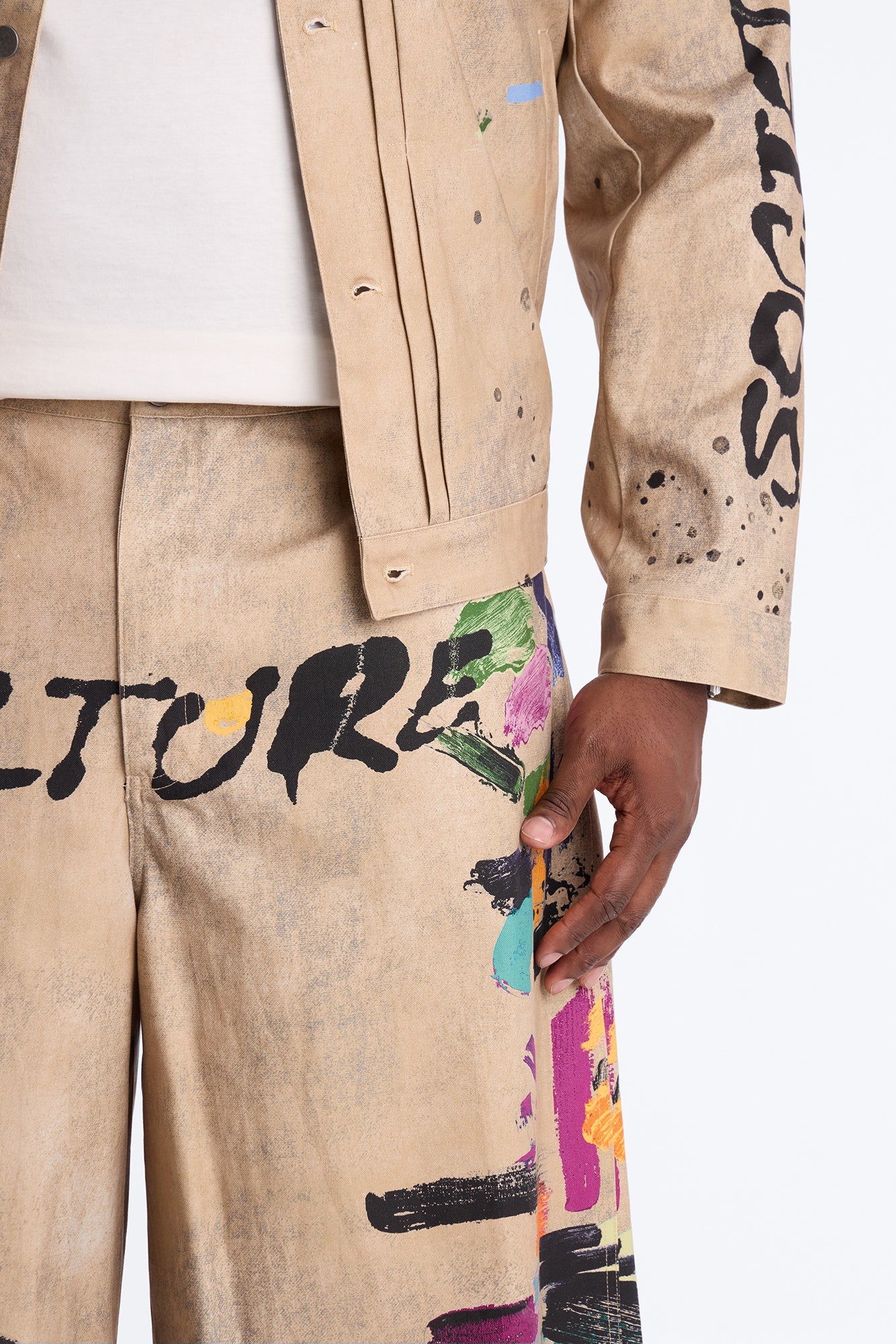 Super Baggy Culture Society Paint Splatter Short - Khaki