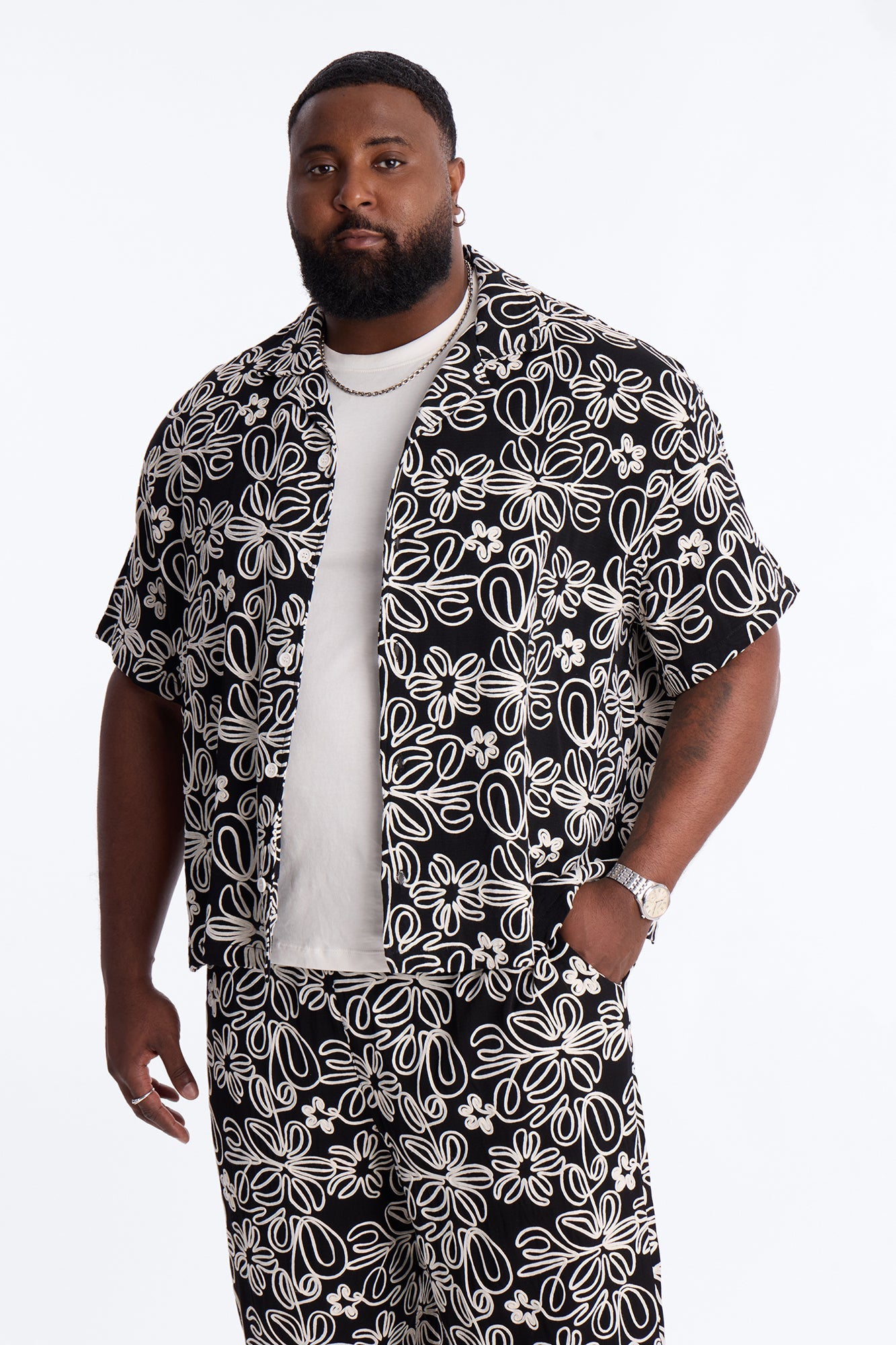 Desert Nights Cuban Collar Shirt - Black