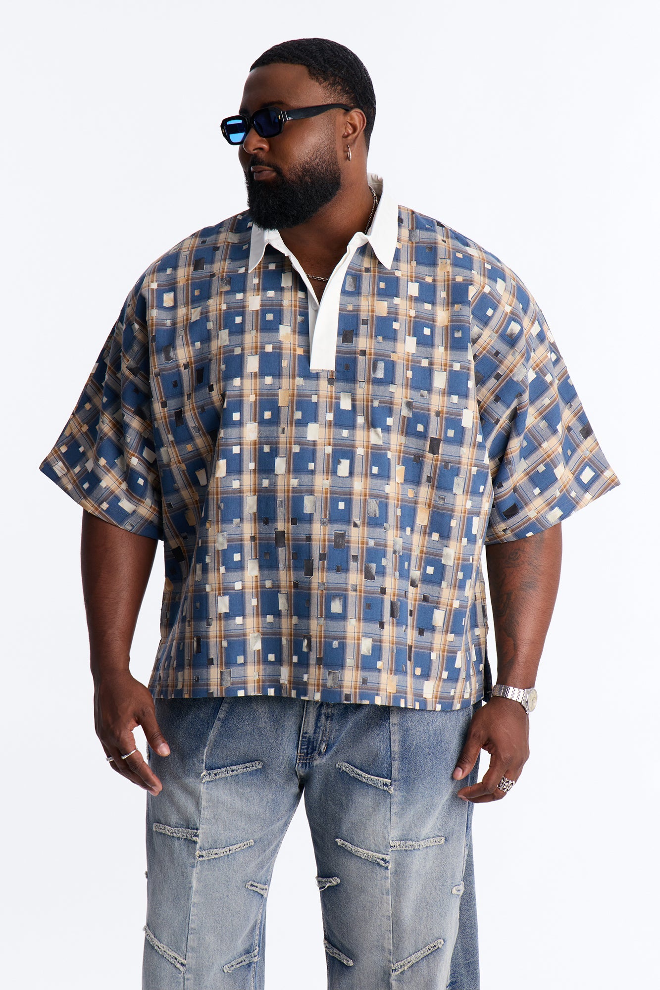 Oversized Dustwave Polo Shirt - Blue