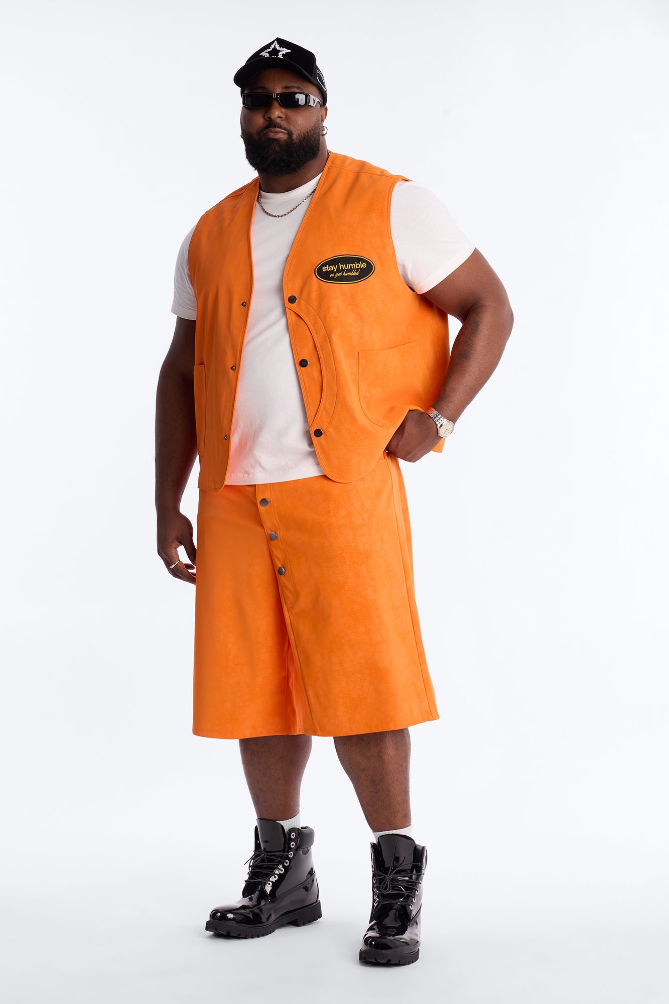 Baggy Rebel Hyde Faux Leather Short - Orange