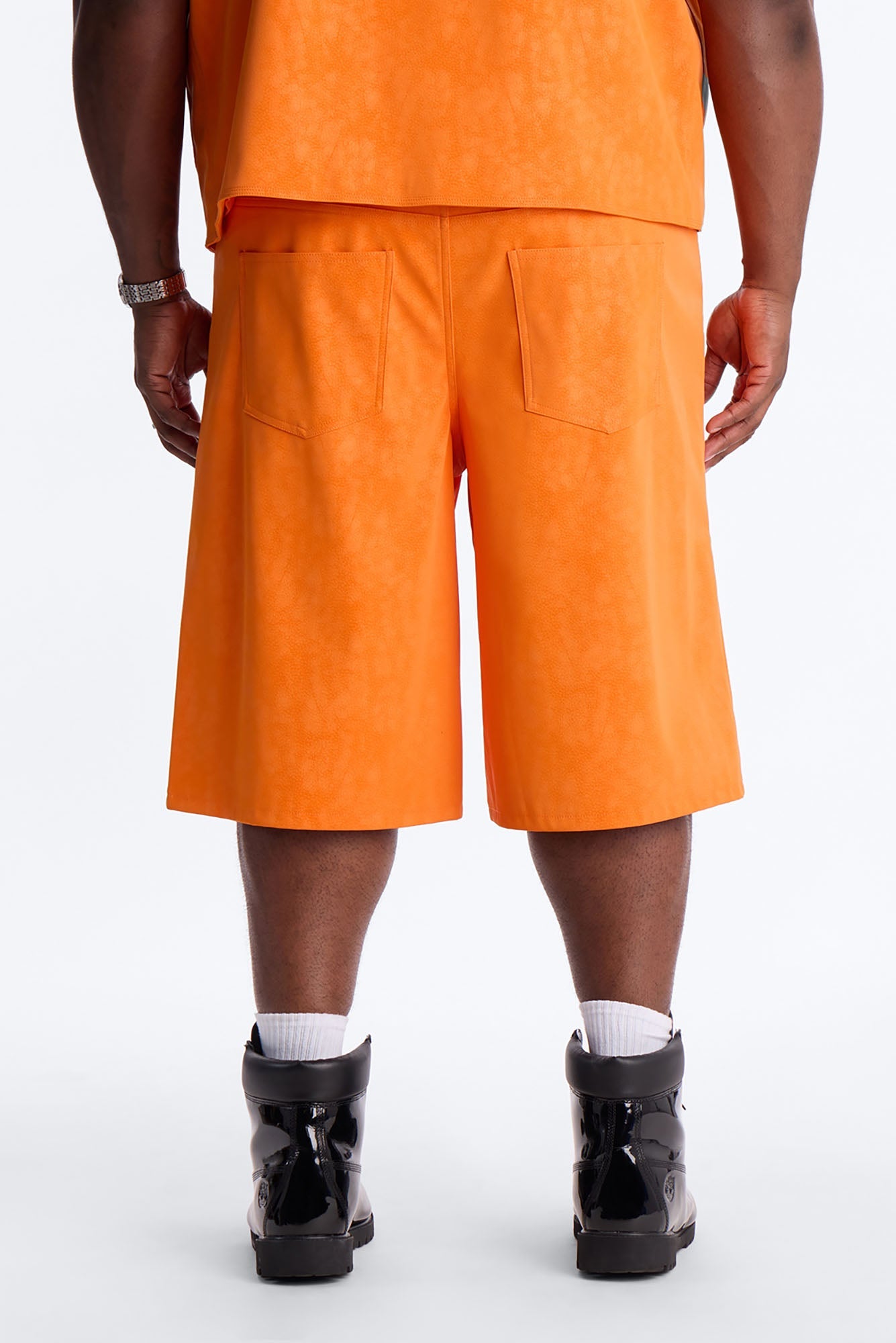 Baggy Rebel Hyde Faux Leather Short - Orange