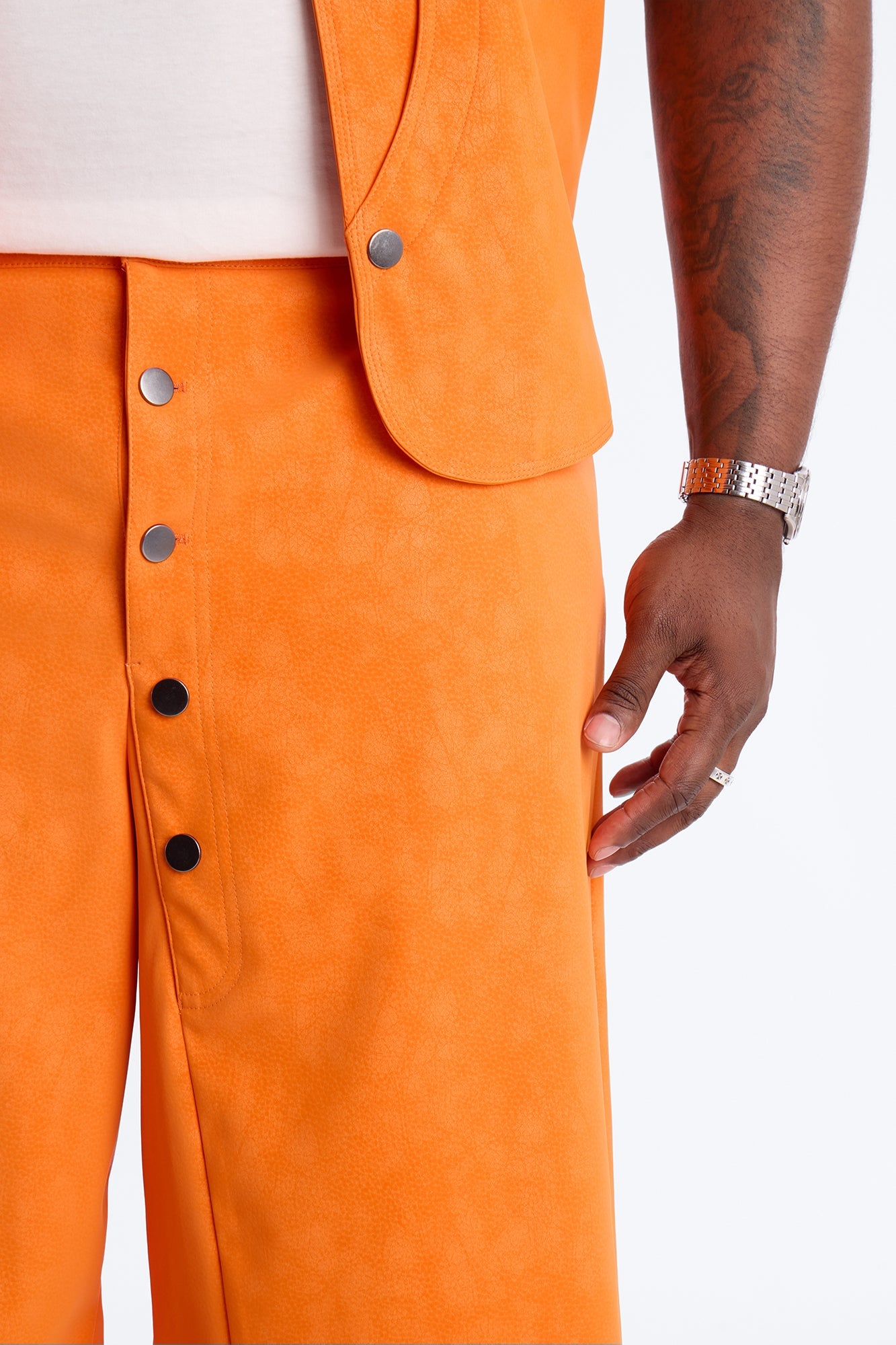 Baggy Rebel Hyde Faux Leather Short - Orange