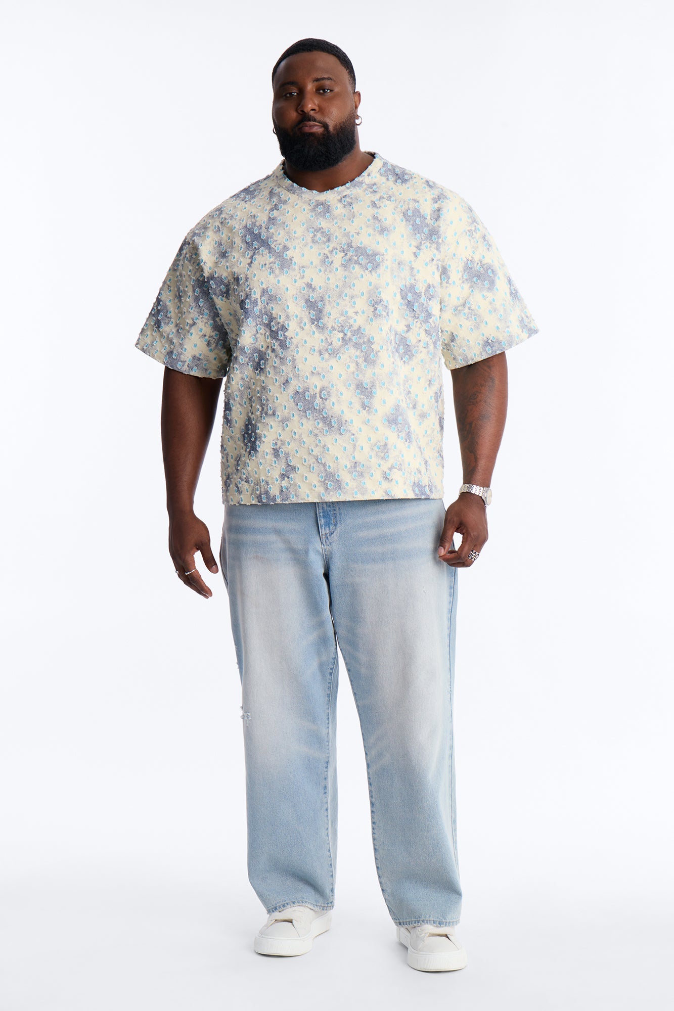 Boxy Desert Chrome Textured Shirt - White