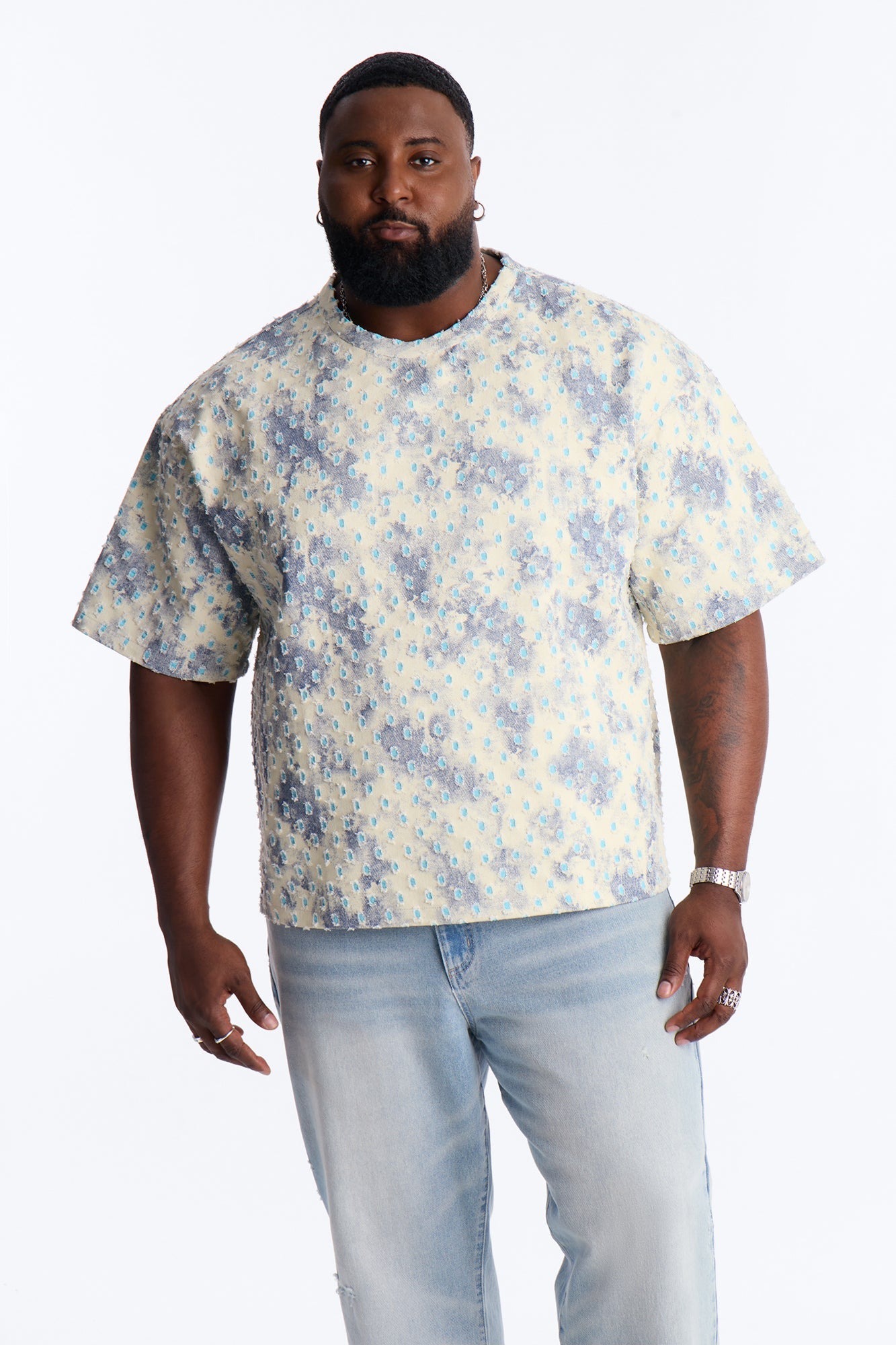 Boxy Desert Chrome Textured Shirt - White