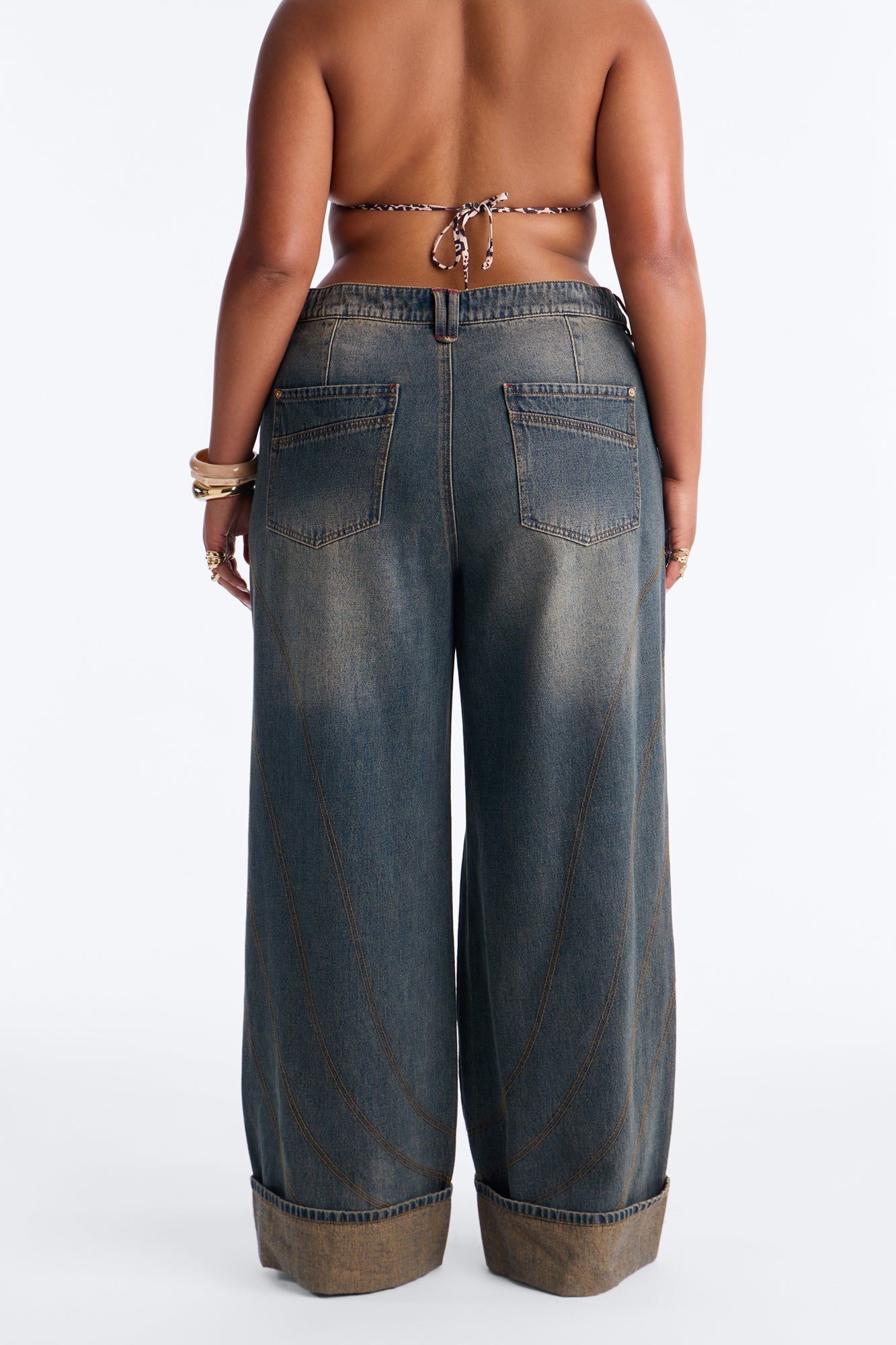 Never Basic Cuffed Wide Leg Jeans - Vintage Wash NEWFASHIONEDGE