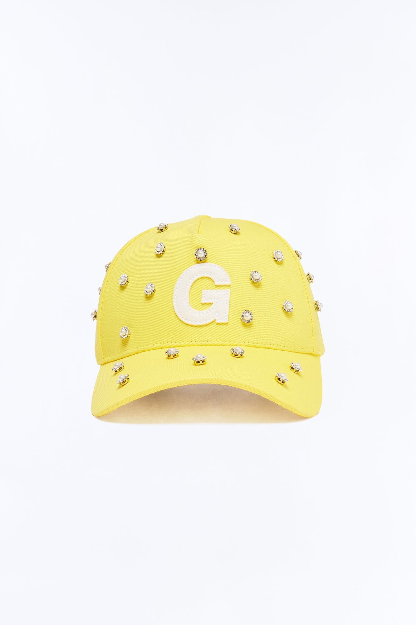 Felt Rhinestone Structured Hat - Yellow