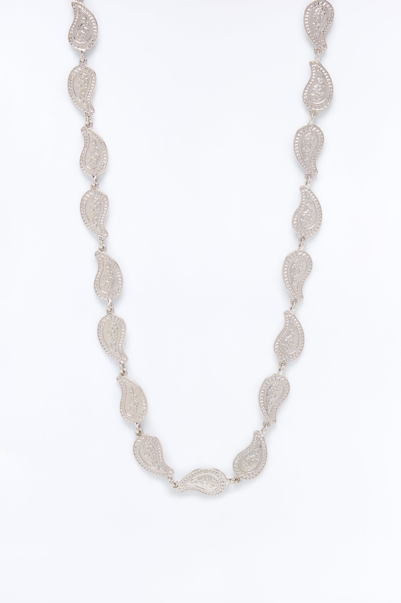 Solid Paisley Necklace - Silver