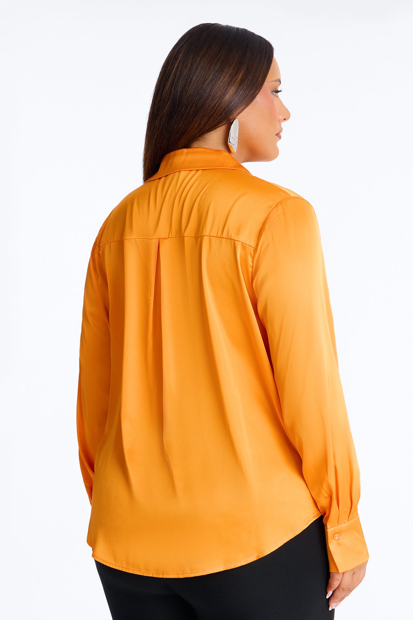 Feelin' Popular Satin Shirt - Tangerine