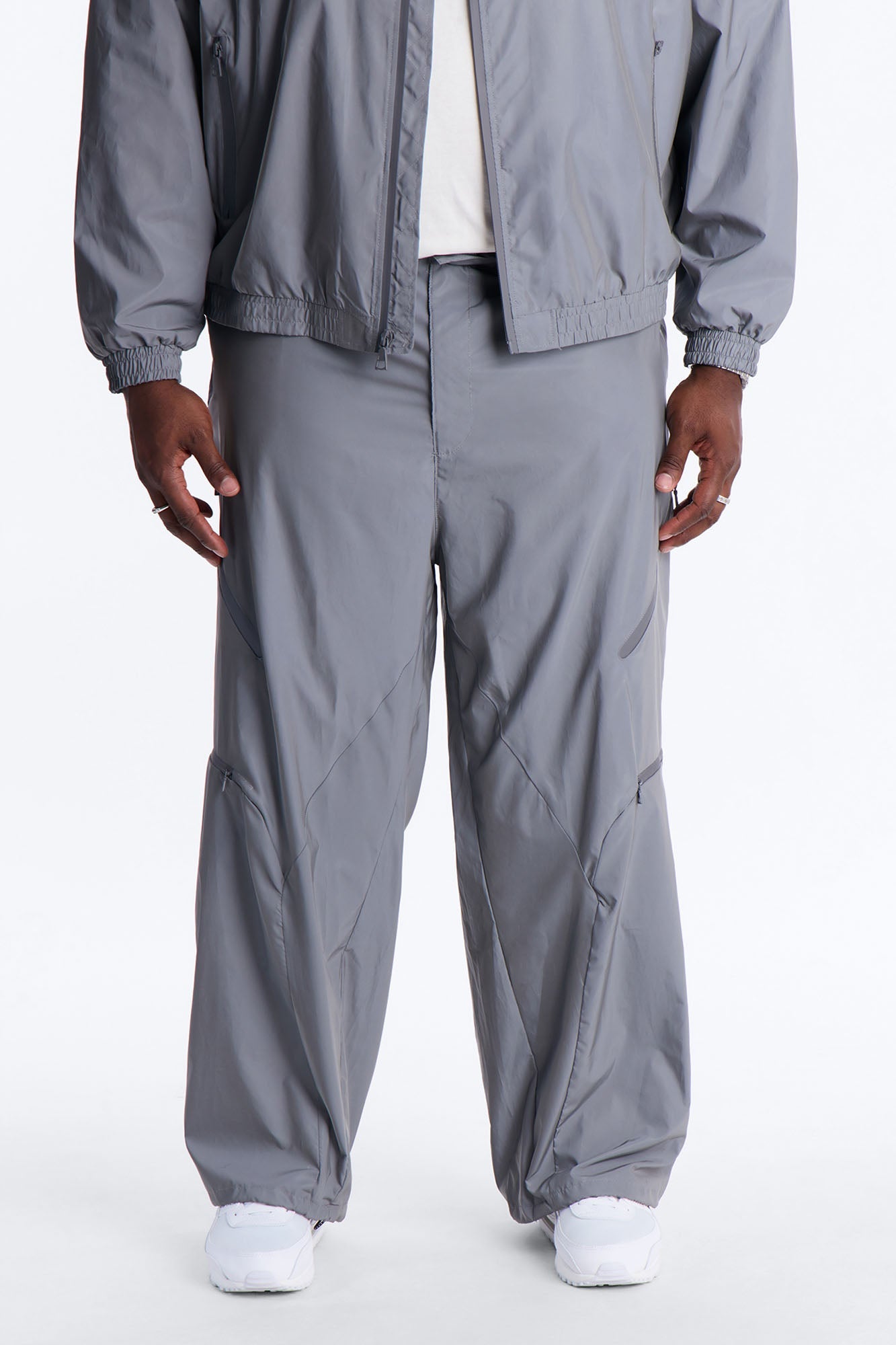Baggy Reflective Zip Pant - Silver