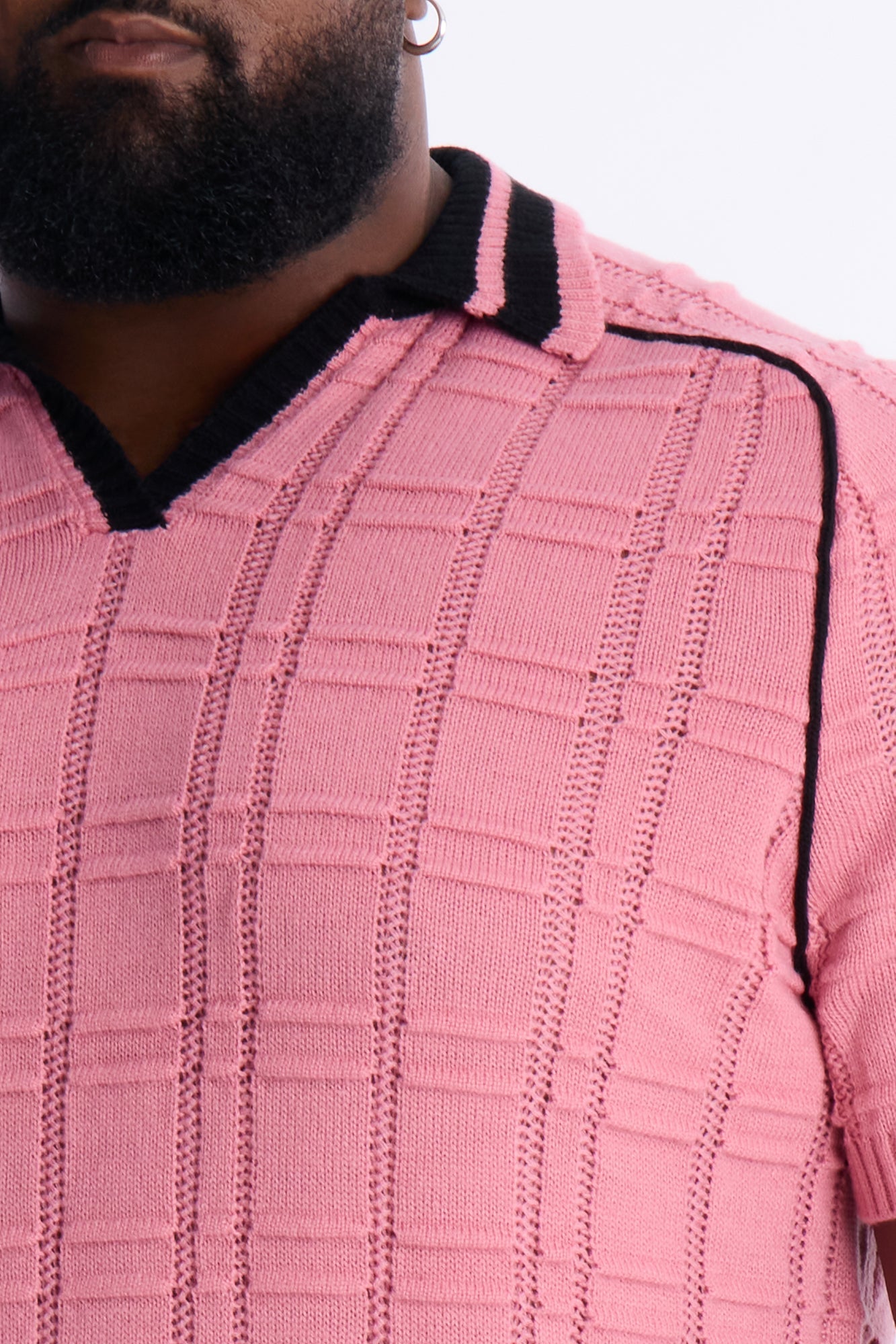 Relaxed Riviera Johnny Collar Knit Polo - Pink