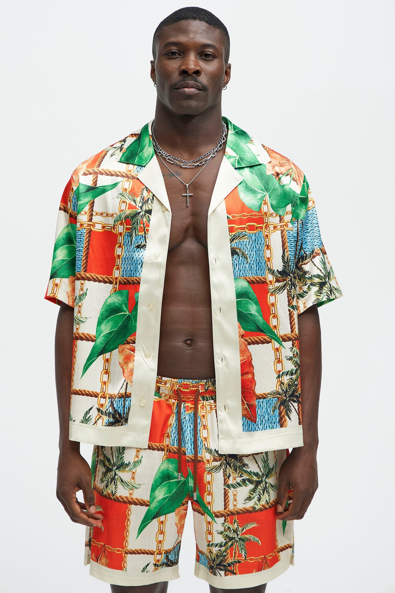 Summer Away Printed Cuban Collar Shirt - Multi Color