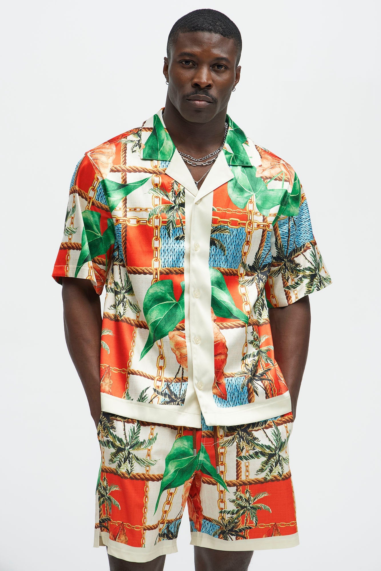 Summer Away Printed Cuban Collar Shirt - Multi Color