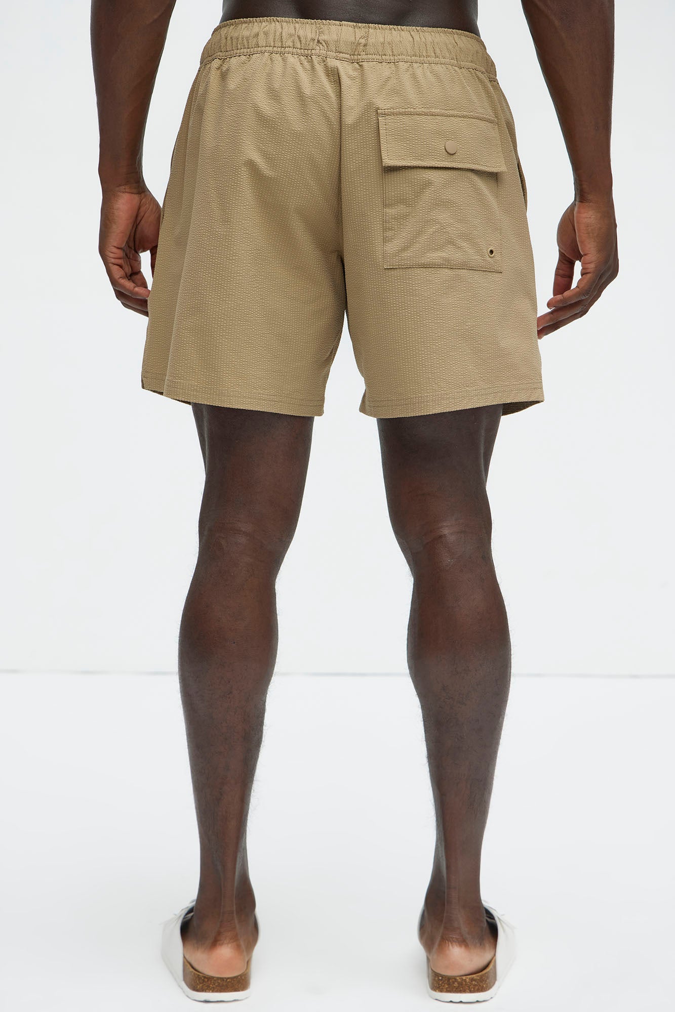 Seersucker Swim Trunk 6″ - Khaki