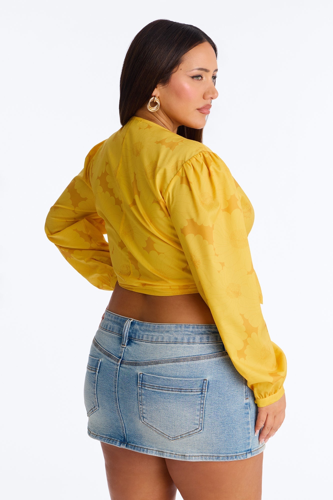 Summer Breeze Therapy Floral Satin Top - Yellow NEWFASHIONEDGE