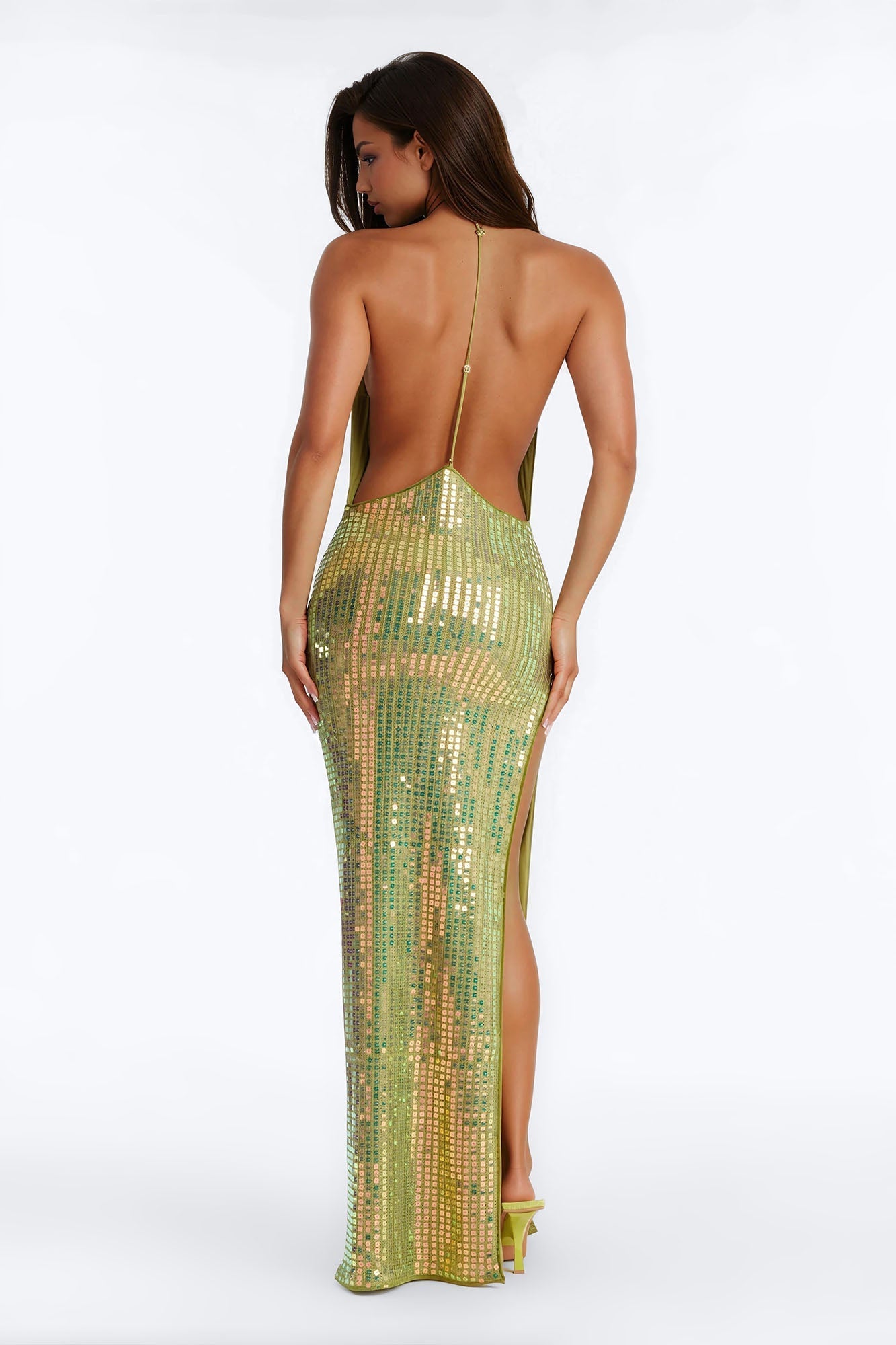 Island Stardust Crochet Maxi Dress - Green NEWFASHIONEDGE