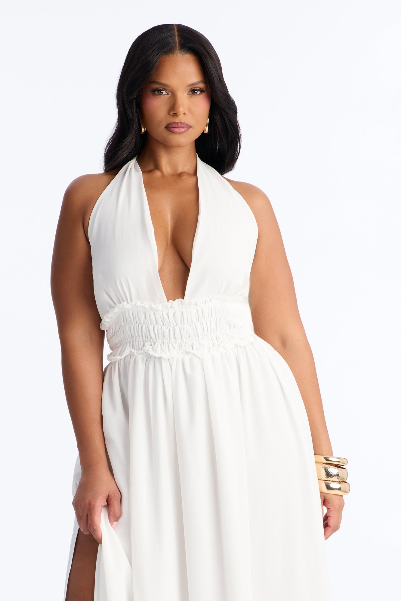 Lauryn Halter Chiffon Maxi Dress - White Fashion Nova