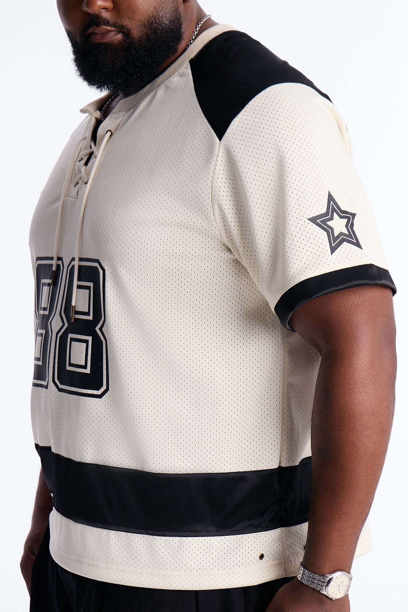 Relaxed Good Times Retro Varsity Jersey - Cream