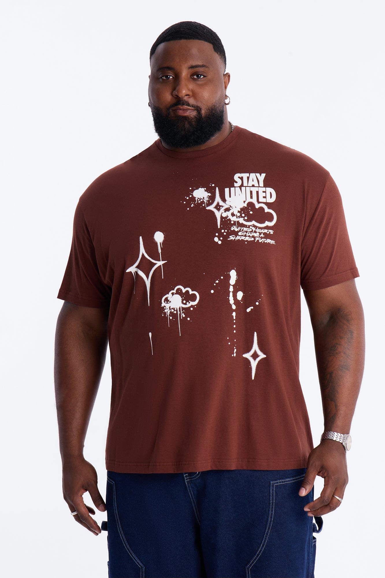 United Hearts Worldwide Short Sleeve Tee - Brown