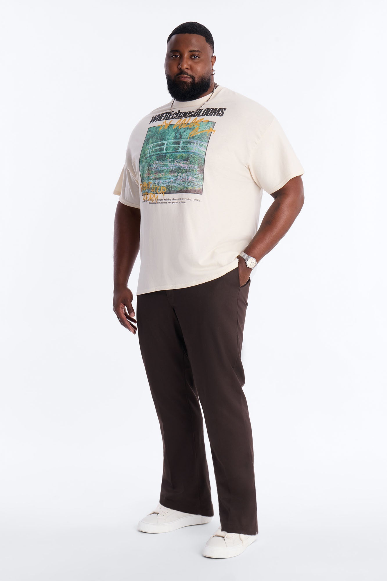 Monet Where Chaos Blooms Short Sleeve Tee - Natural
