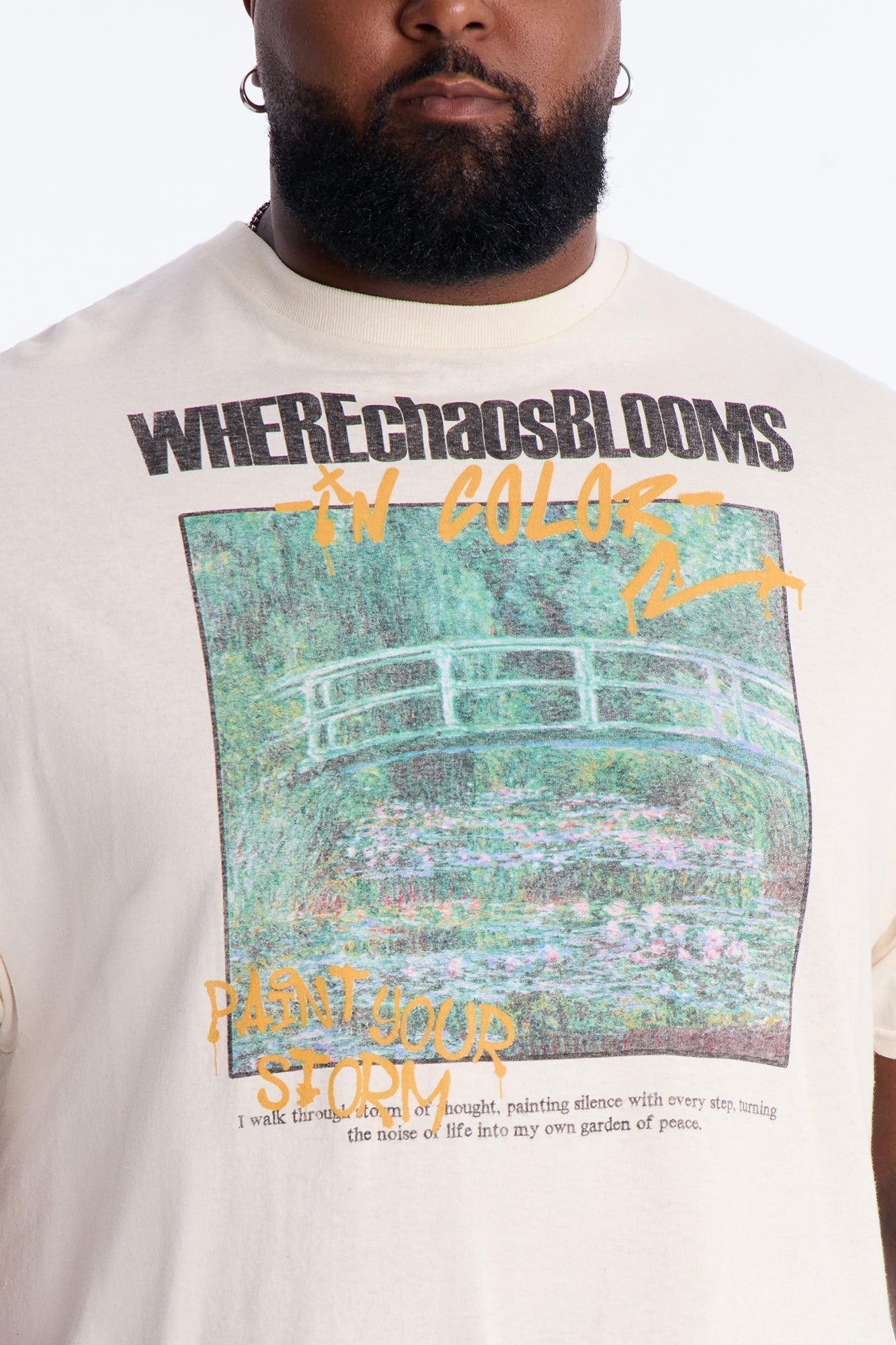 Monet Where Chaos Blooms Short Sleeve Tee - Natural