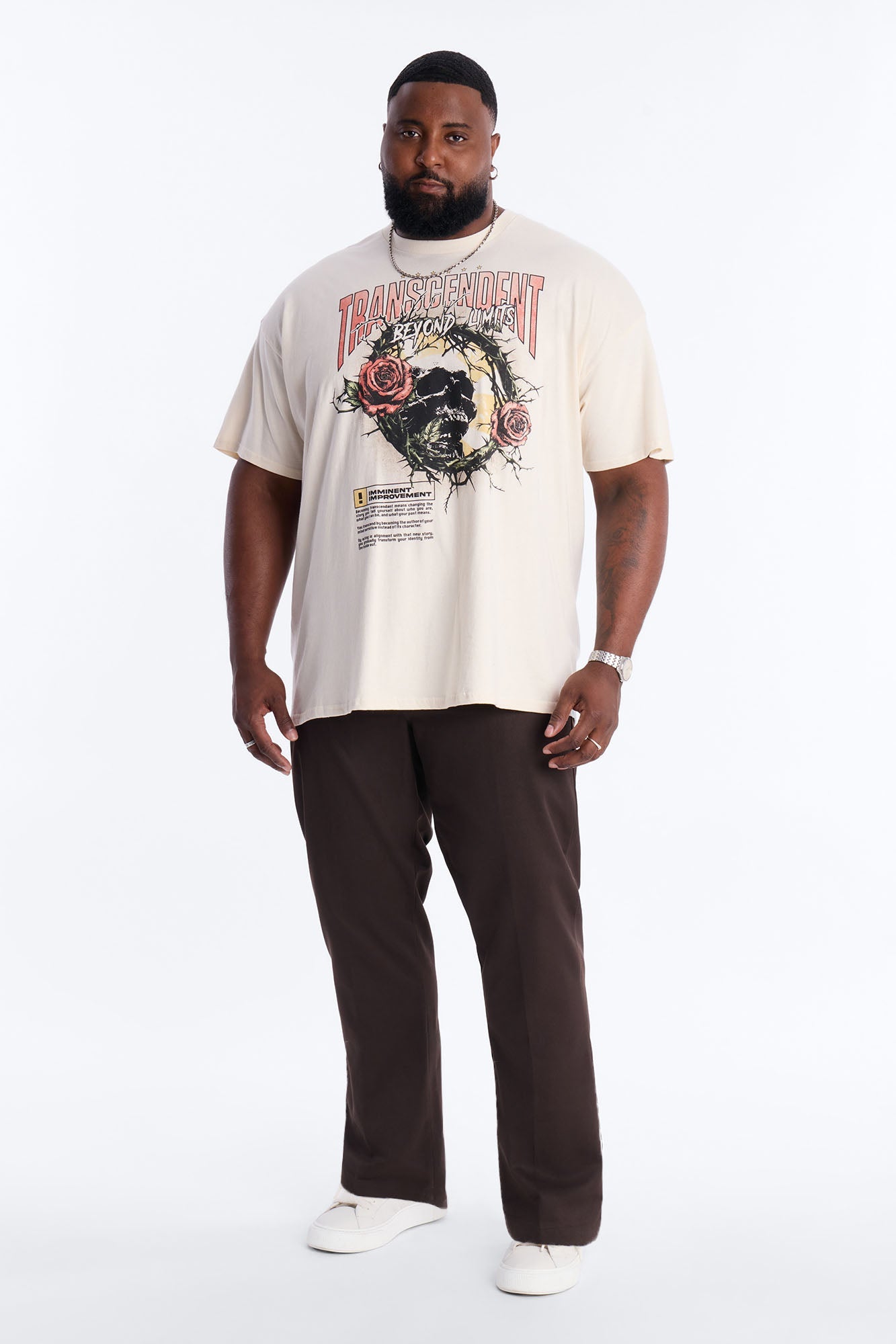 Transcendent Beyond Limits Oversized Short Sleeve Tee - Natural