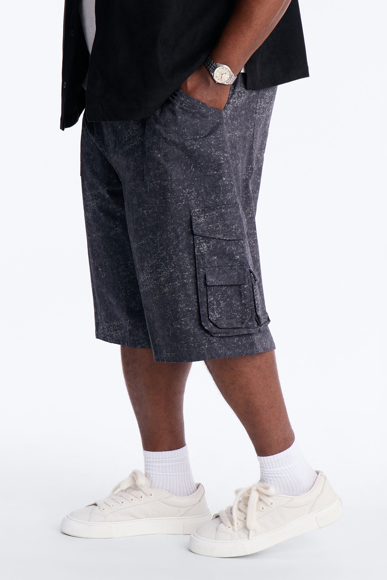 Baggy Mental State Cargo Short - Charcoal