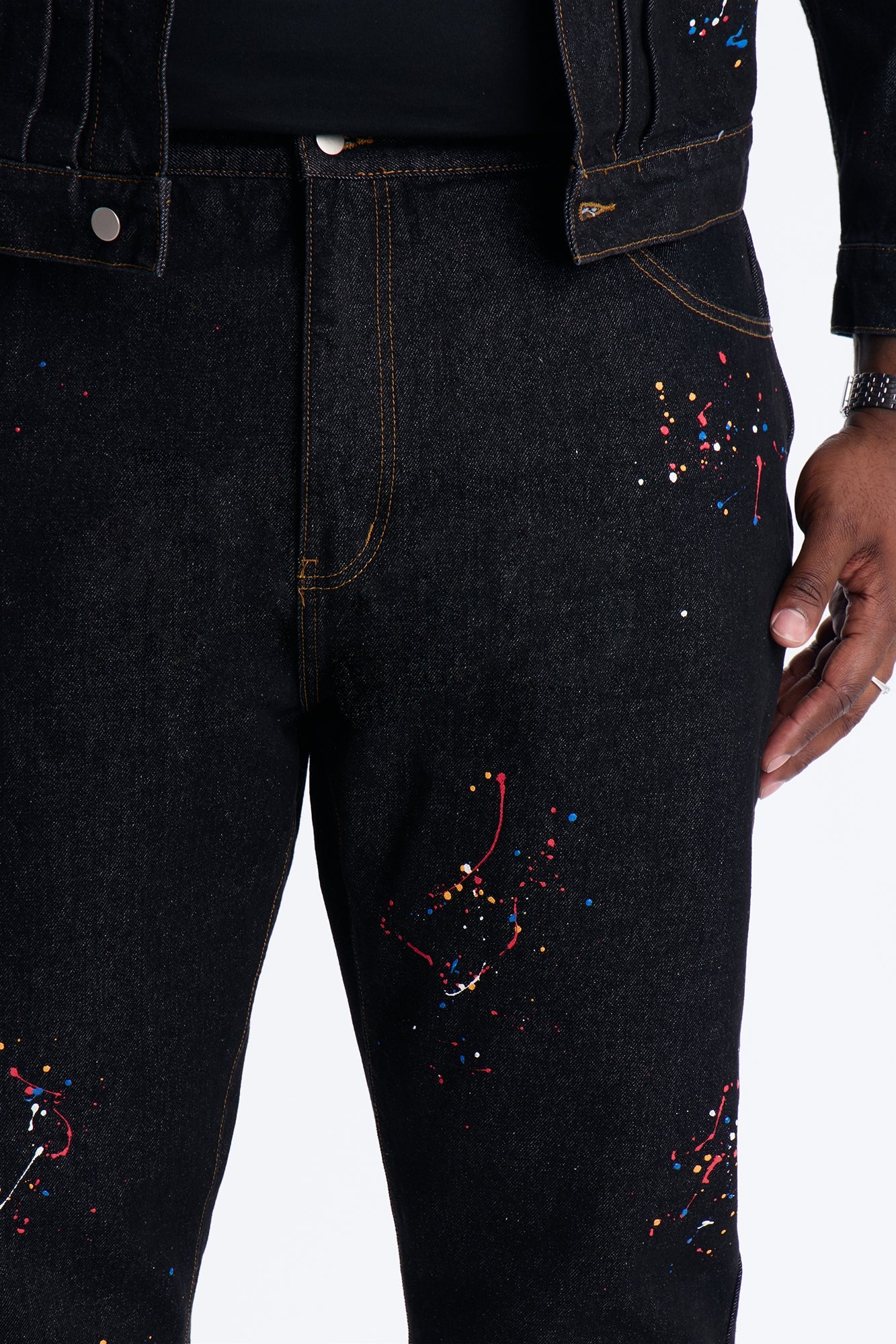 Slim Studio Paint Jeans - Dark Wash