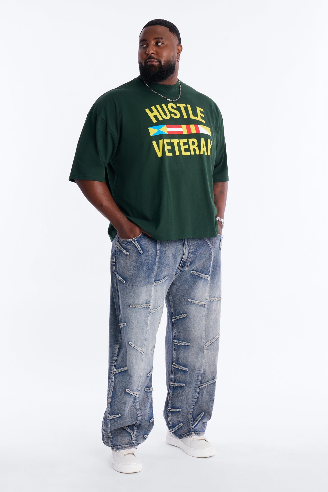 Hustle Veteran Boxy Short Sleeve Tee - Green