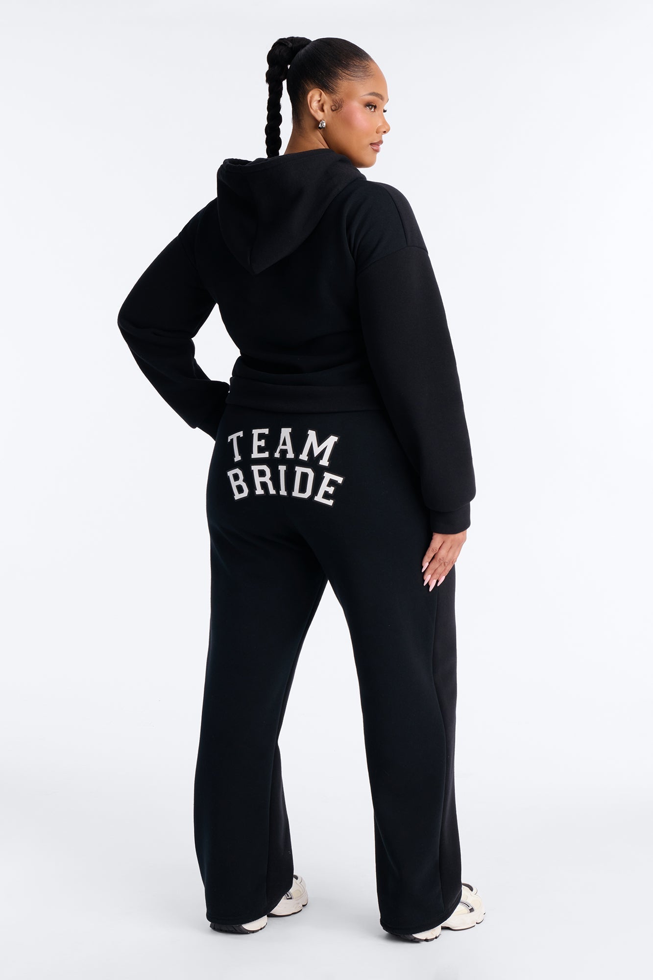 Team Bride PJ Hoodie & Sweatpant Set - Black NEWFASHIONEDGE