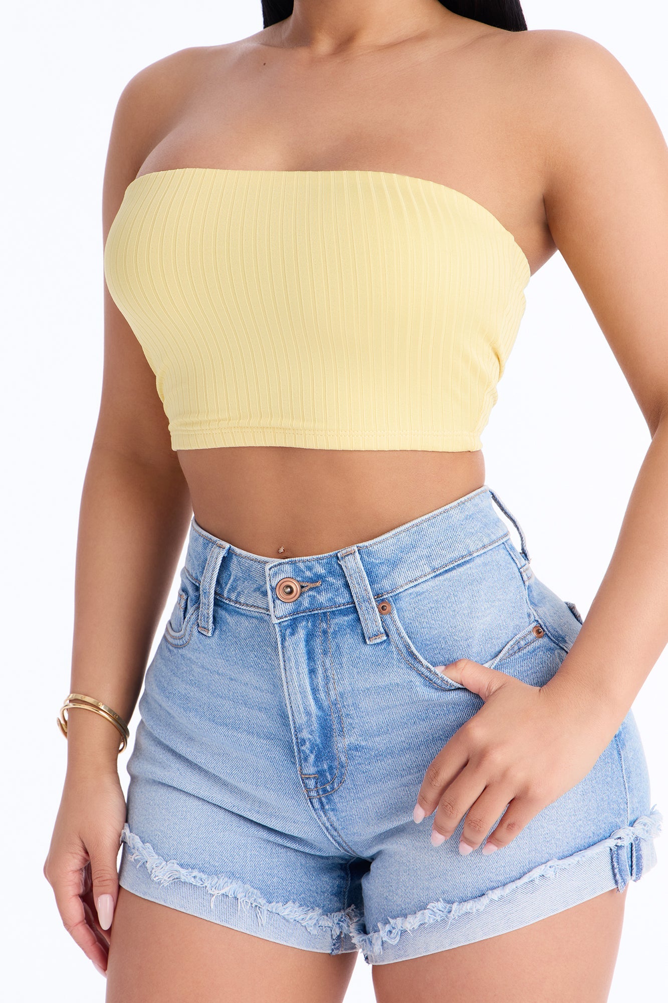 Masha Double Lined Ribbed Tube Top - Butter Yellow Fashion Nova