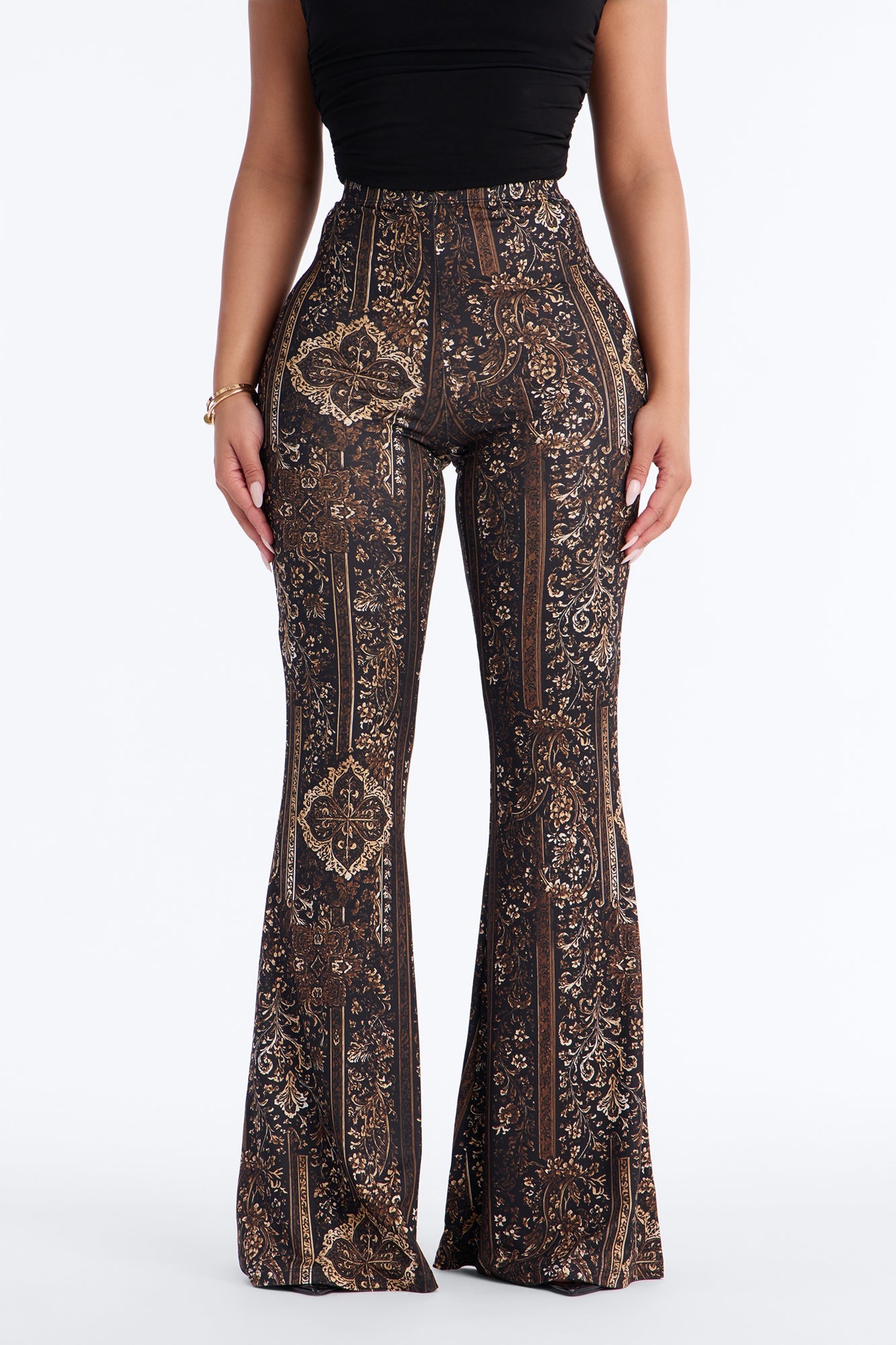 Boho Dreams Abstract Paisley Flare Pant - Brown/combo Fashion Nova